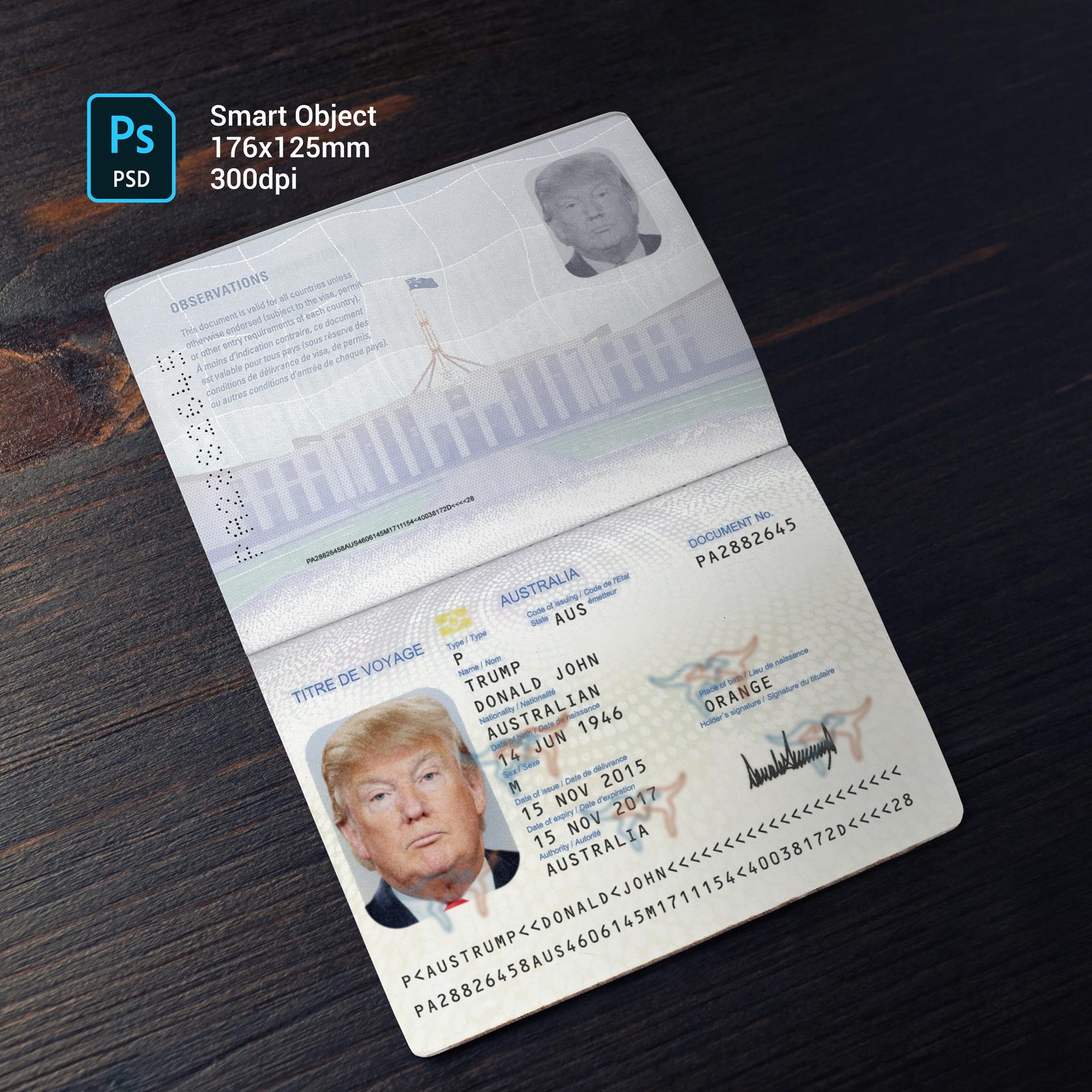 Australia Passport 2014+ PSD