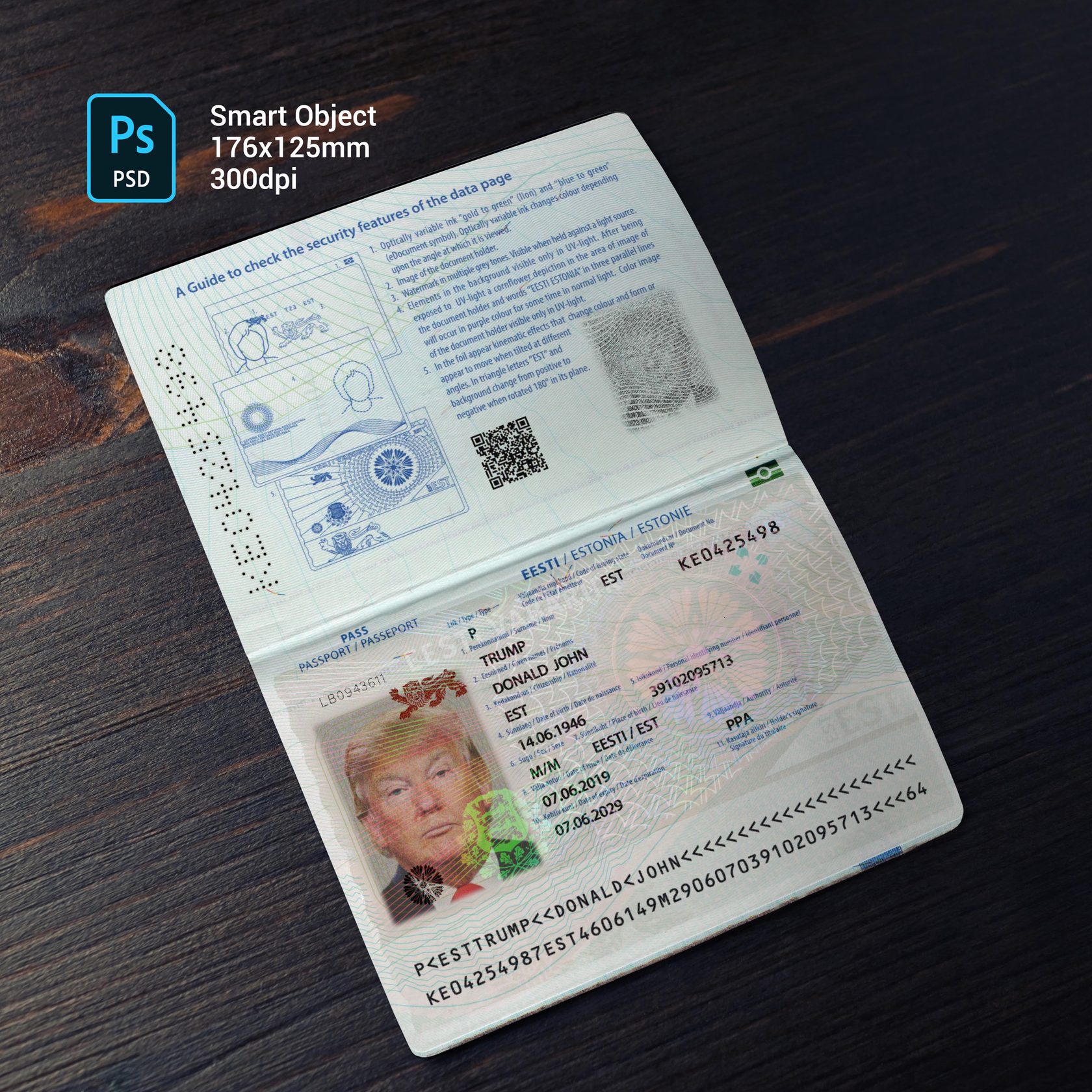 Estonia Passport 2014+ PSD