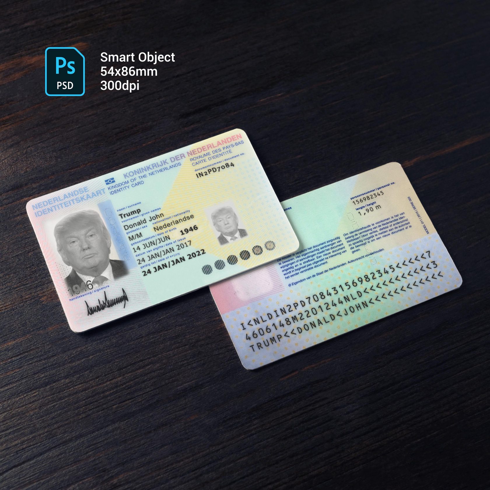 Netherlands ID Card 2014+ PSD