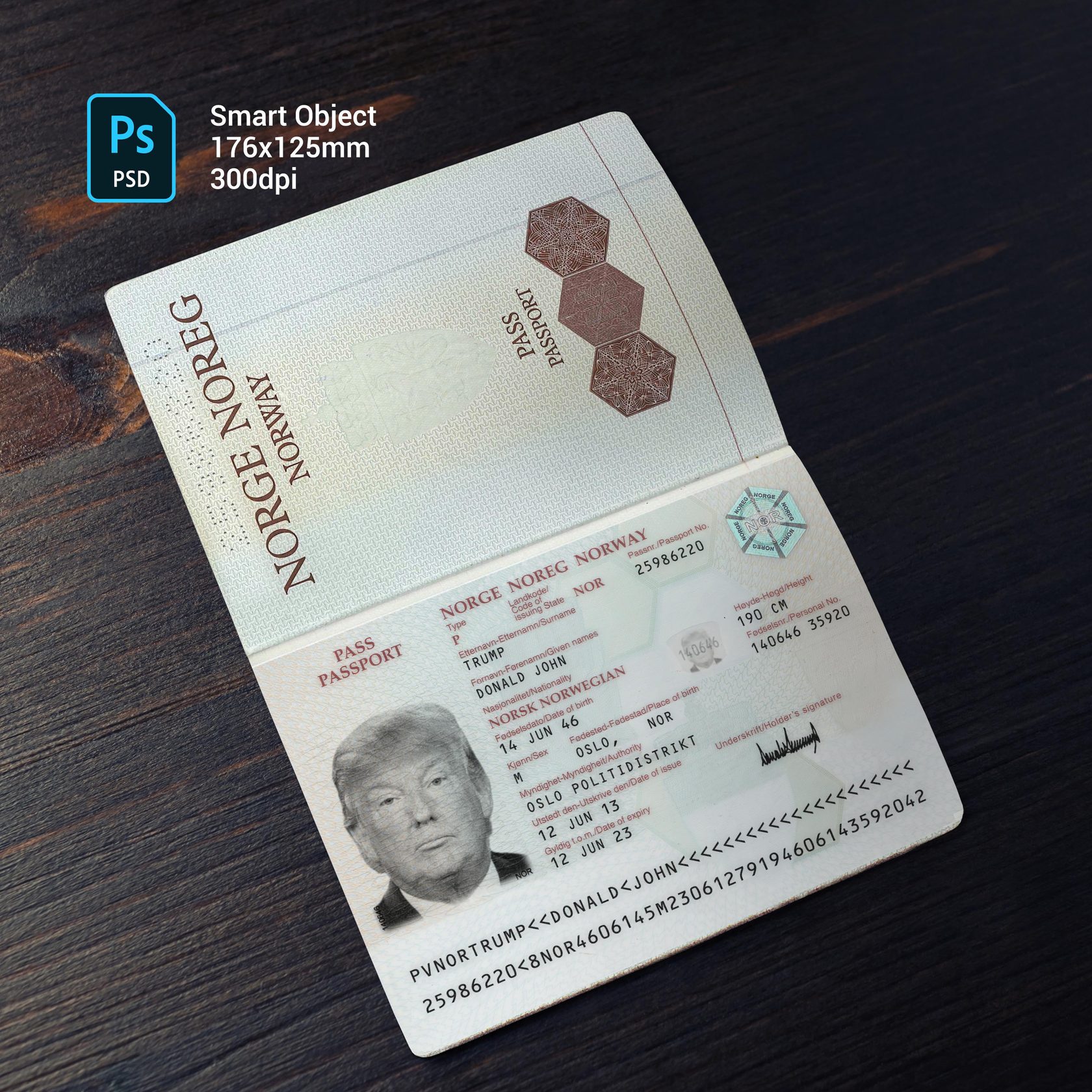 Norway Passport 2015+ PSD