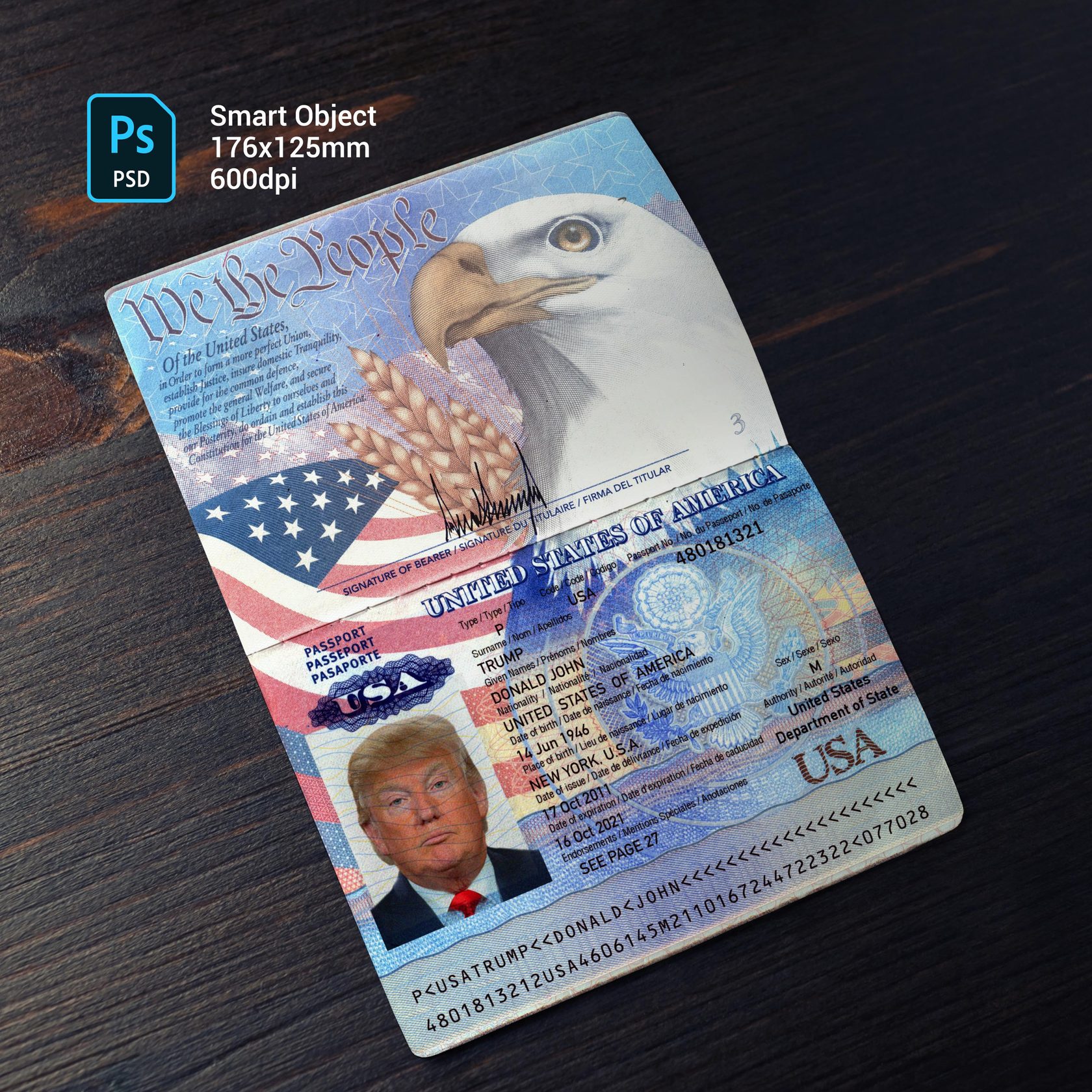 United States of America Passport 2006+ PSD