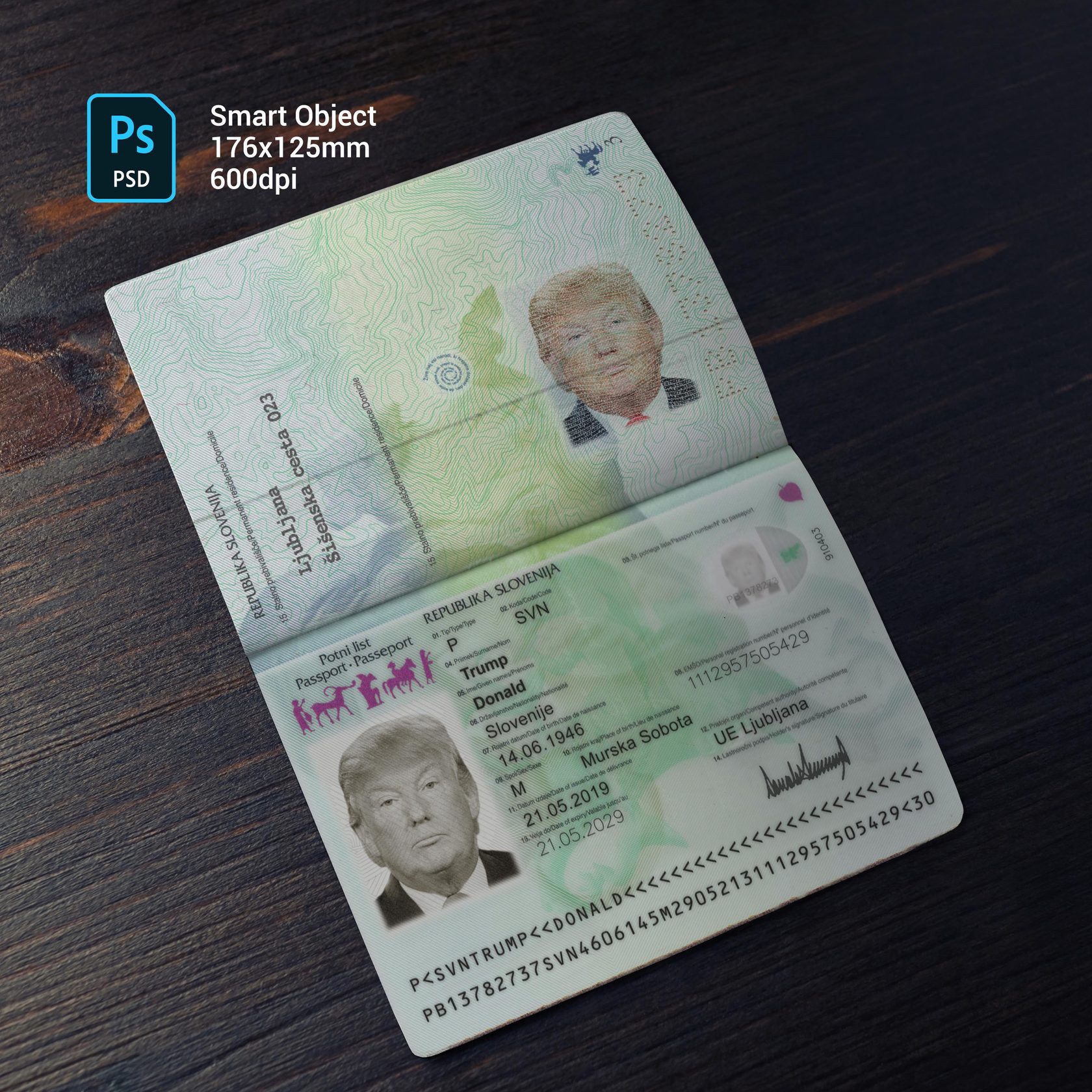 Slovenia Passport 2016+ PSD