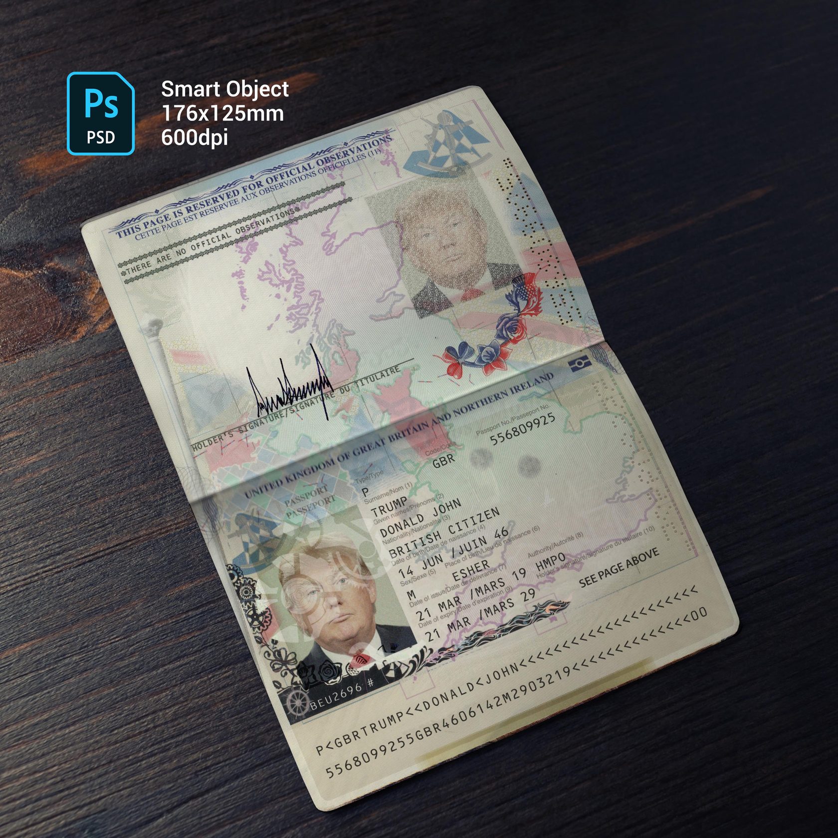 Britain Passport 2019+ PSD