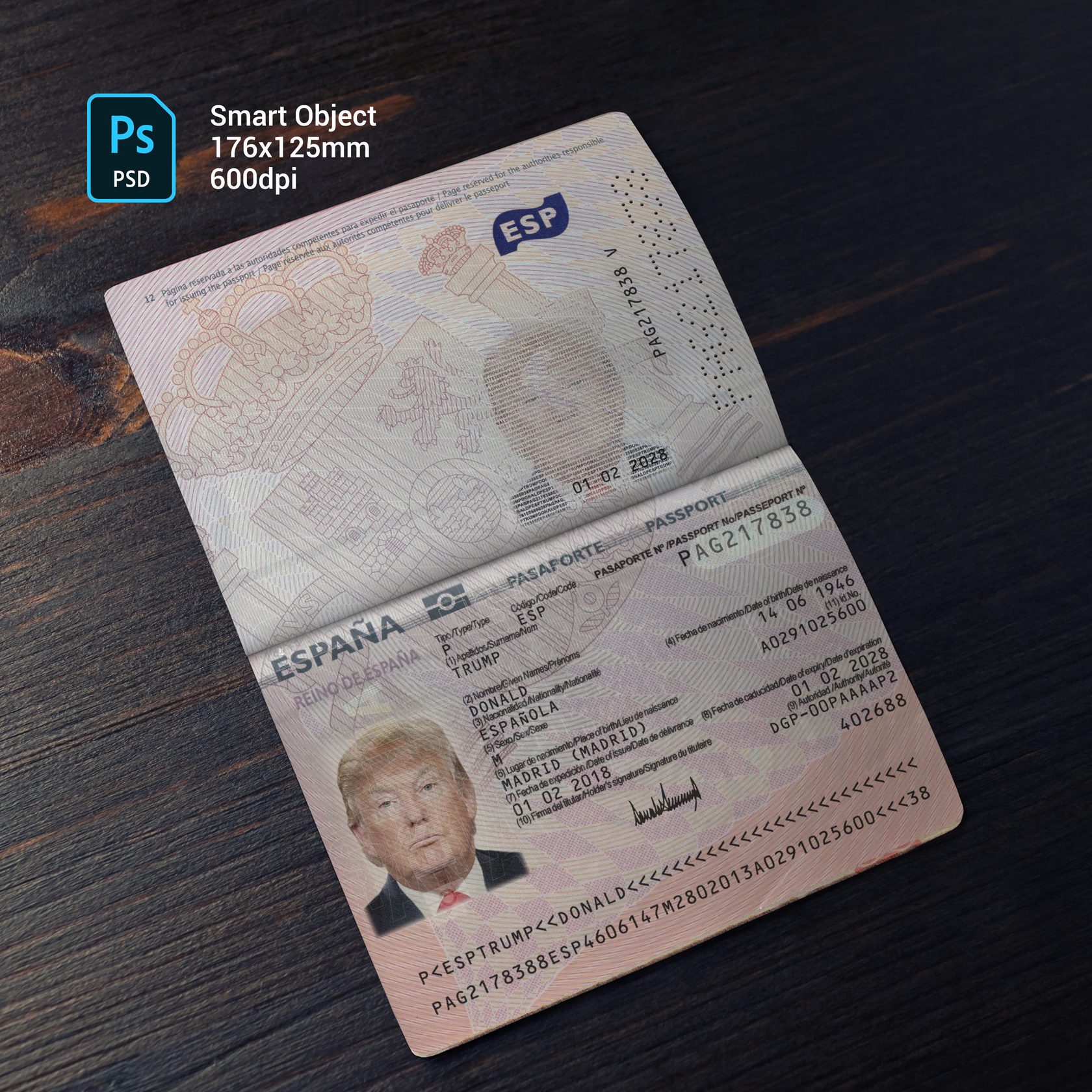 Spain Passport 2015+ PSD