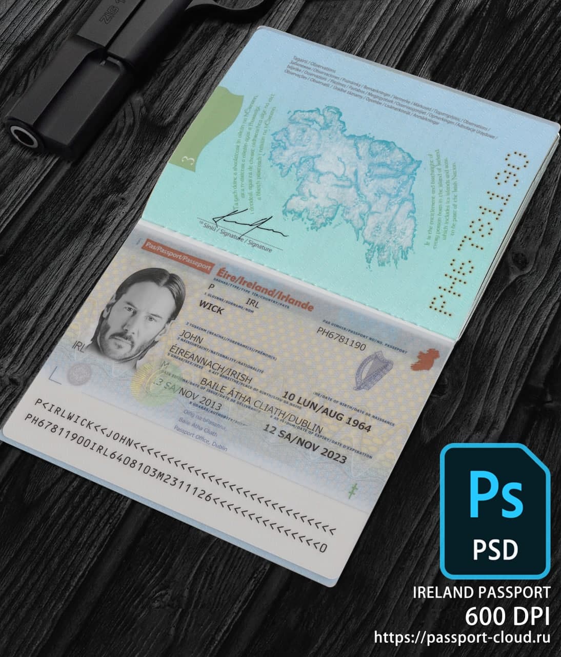 Ireland Passport 2013+ PSD