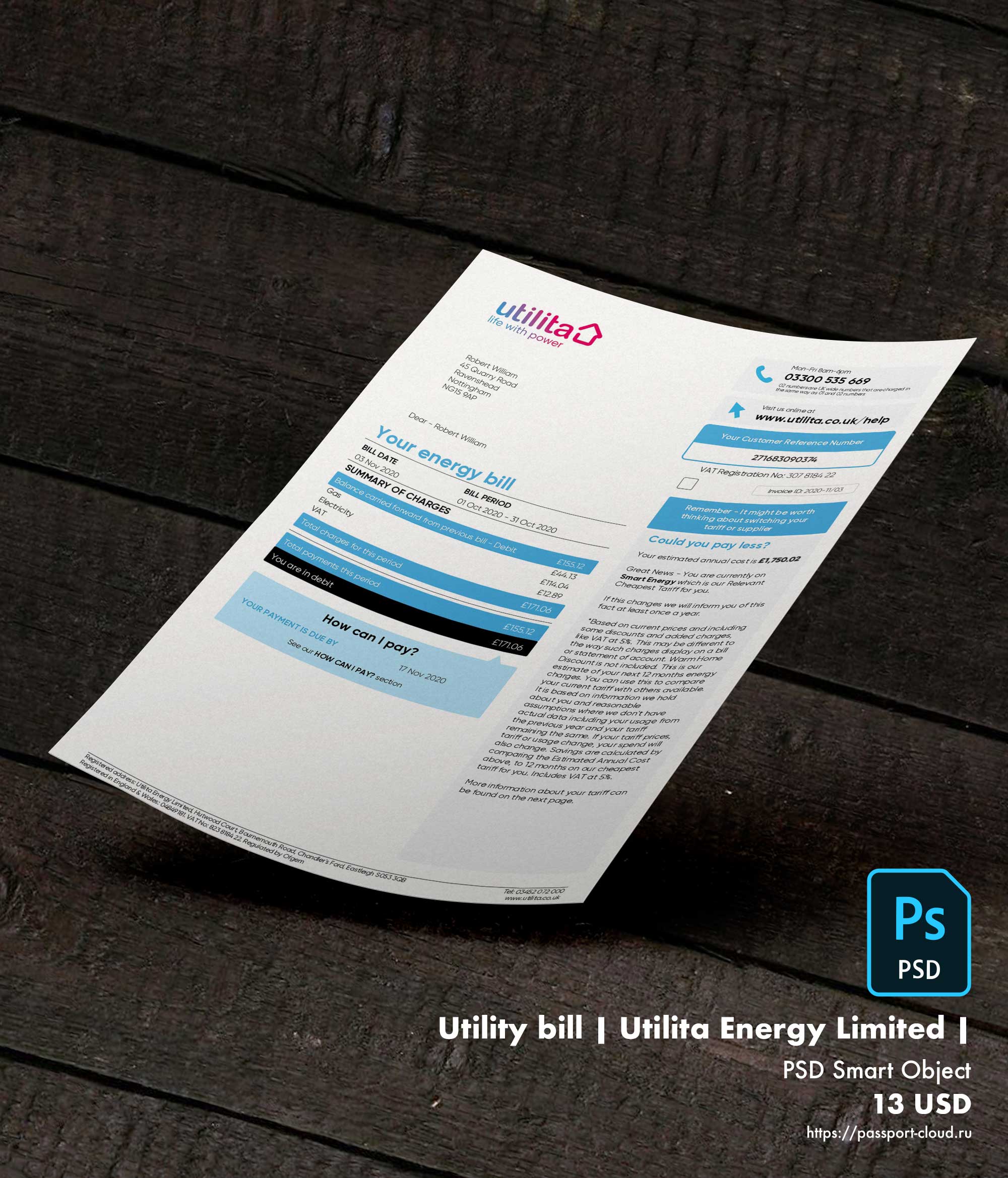 Utility bill | Utilita Energy Limited | UK | United Kingdom |