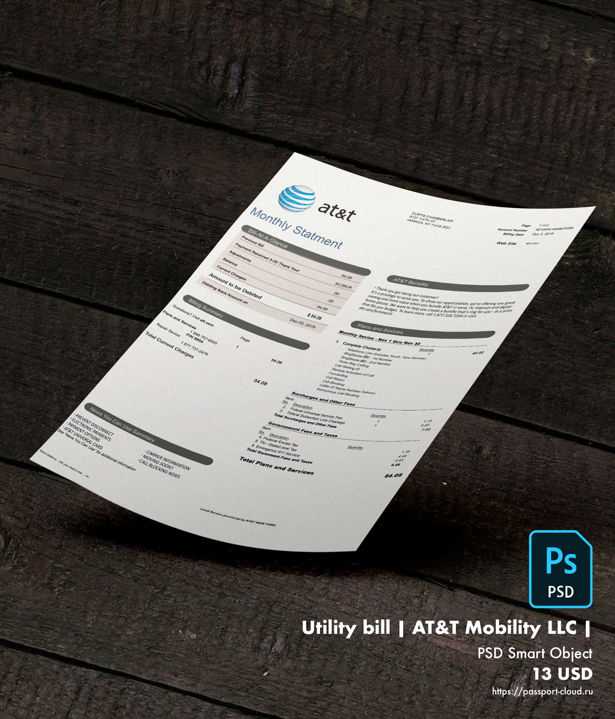 Utility bill | AT&T Mobility LLC | USA |