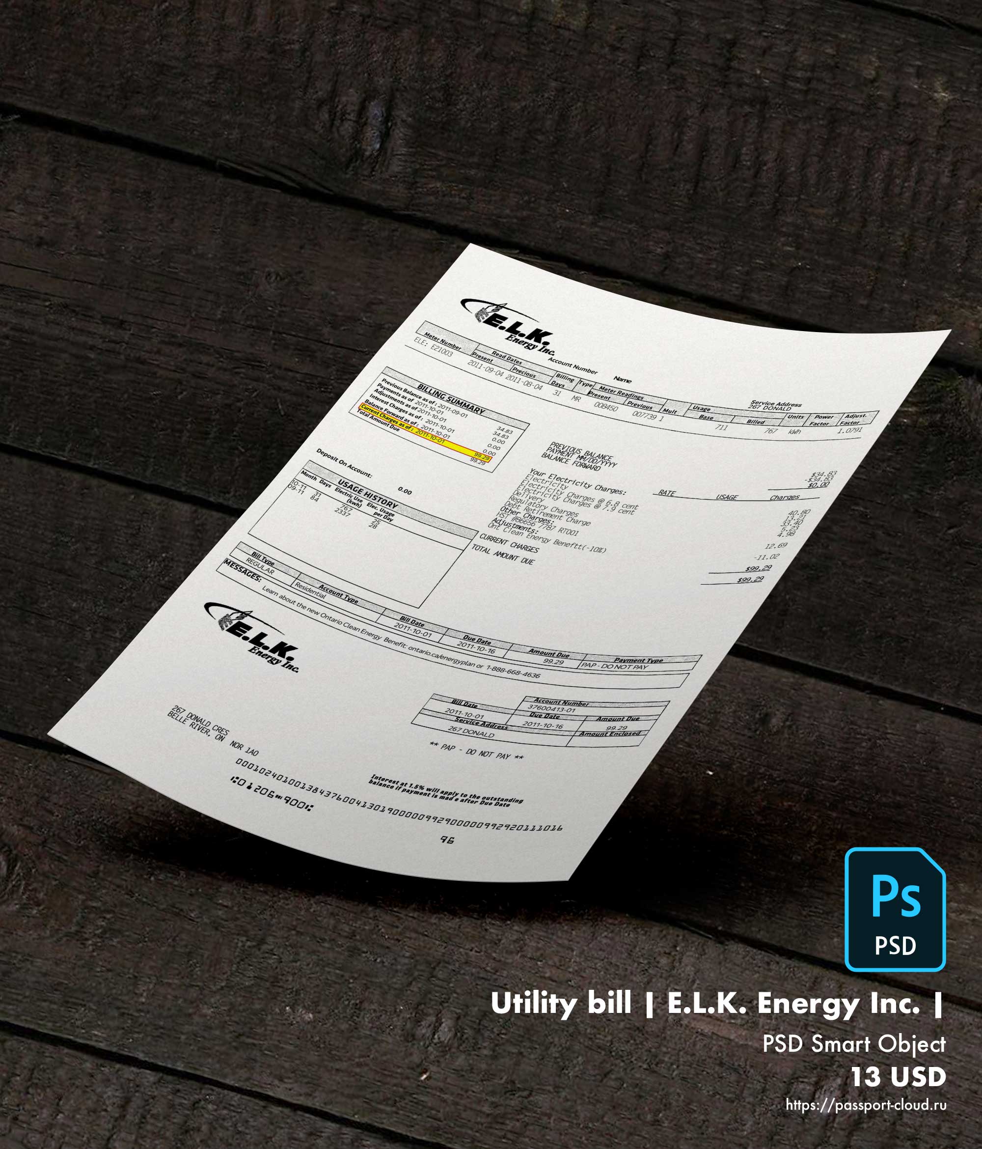 Utility bill | E.L.K. Energy Inc. | Canada |