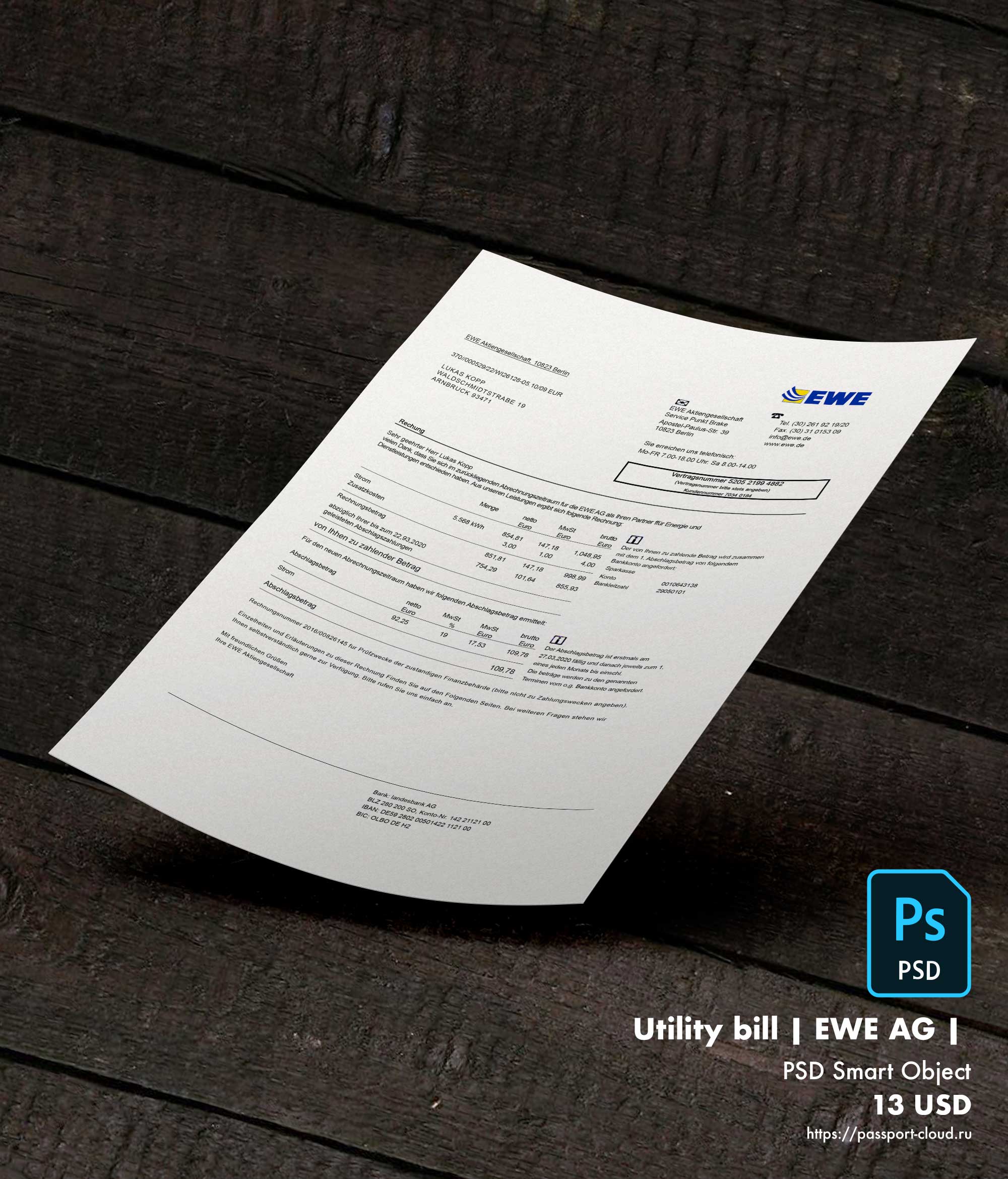 Utility bill | EWE AG | Germany |