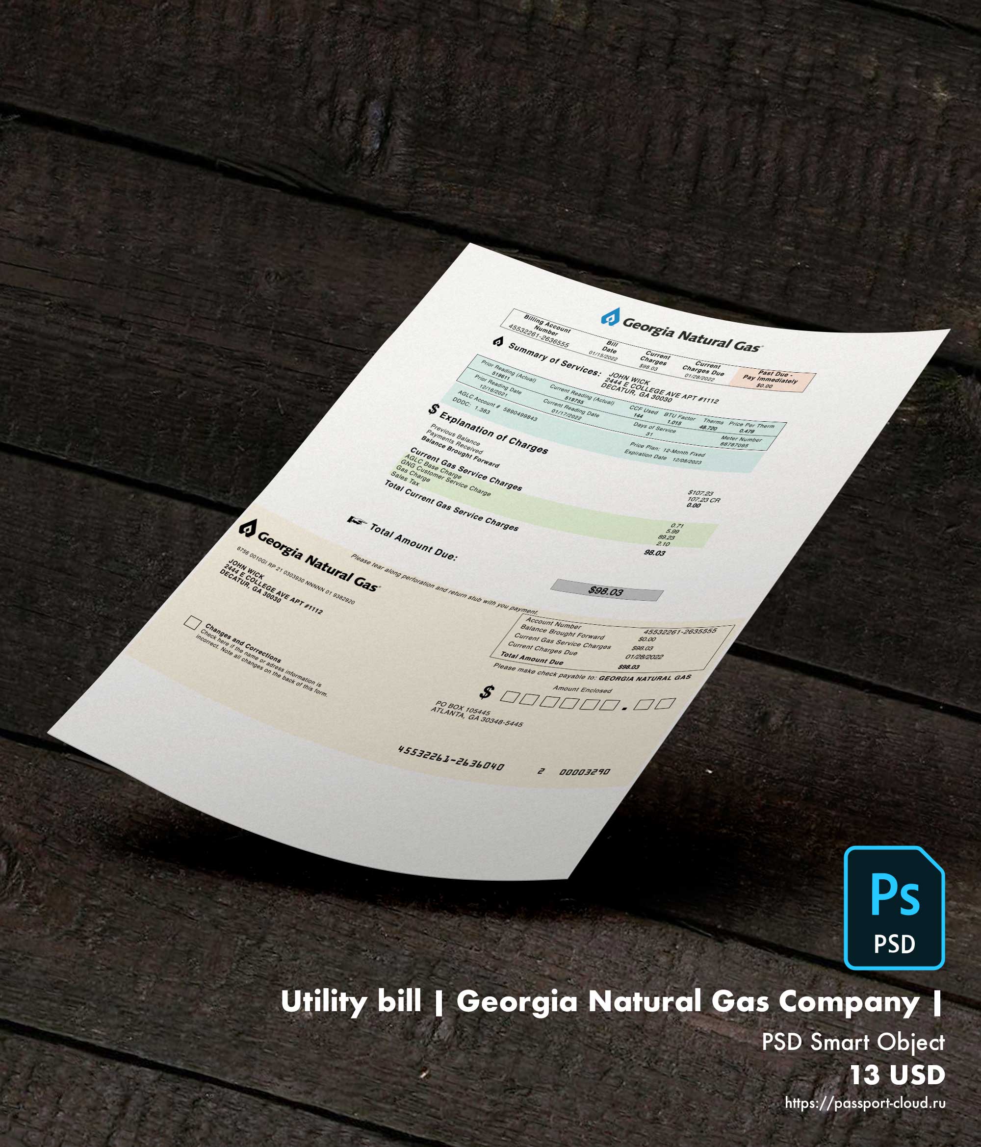 Utility bill | Georgia Natural Gas Company | USA |