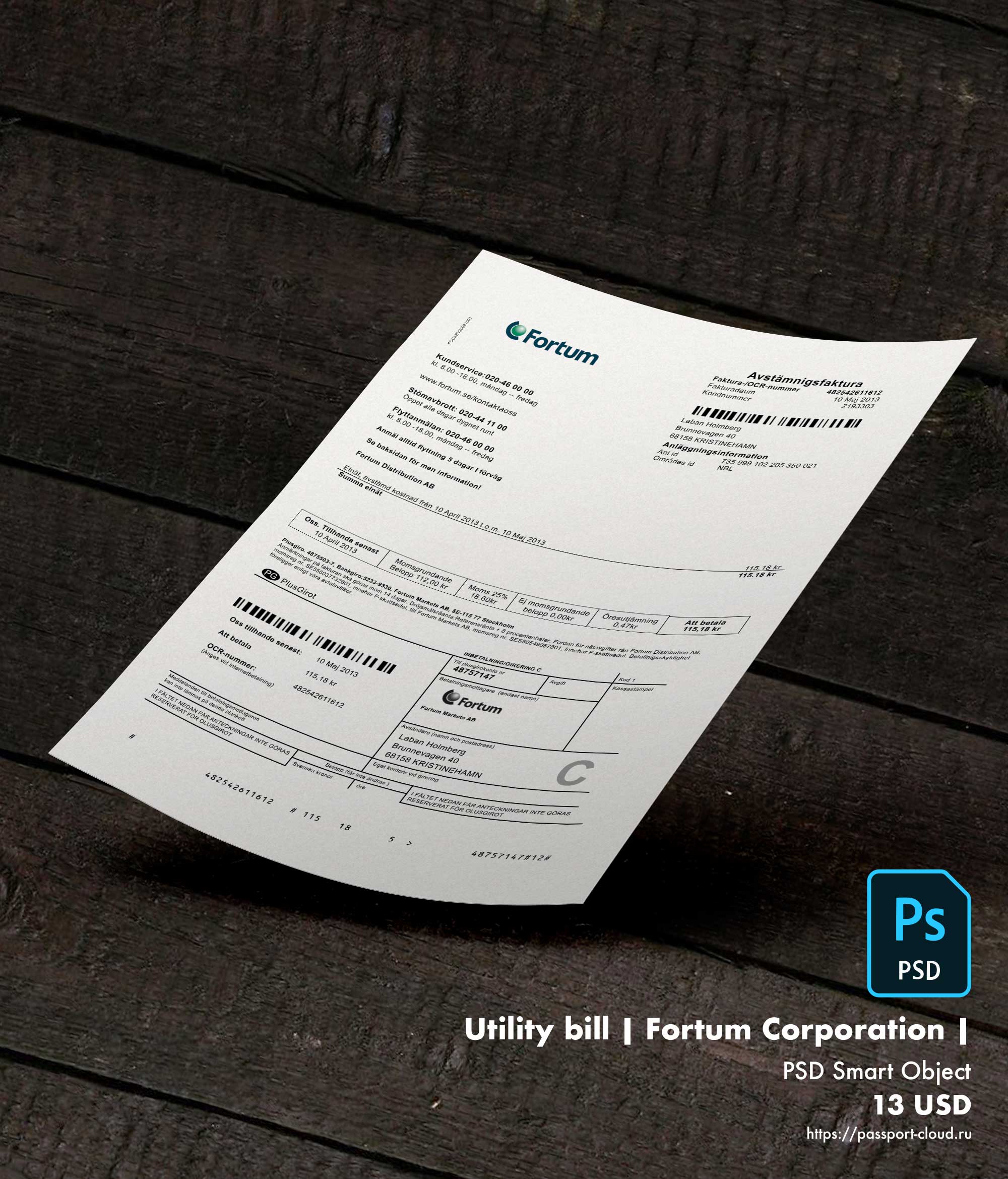 Utility bill | Fortum Corporation | Finland |