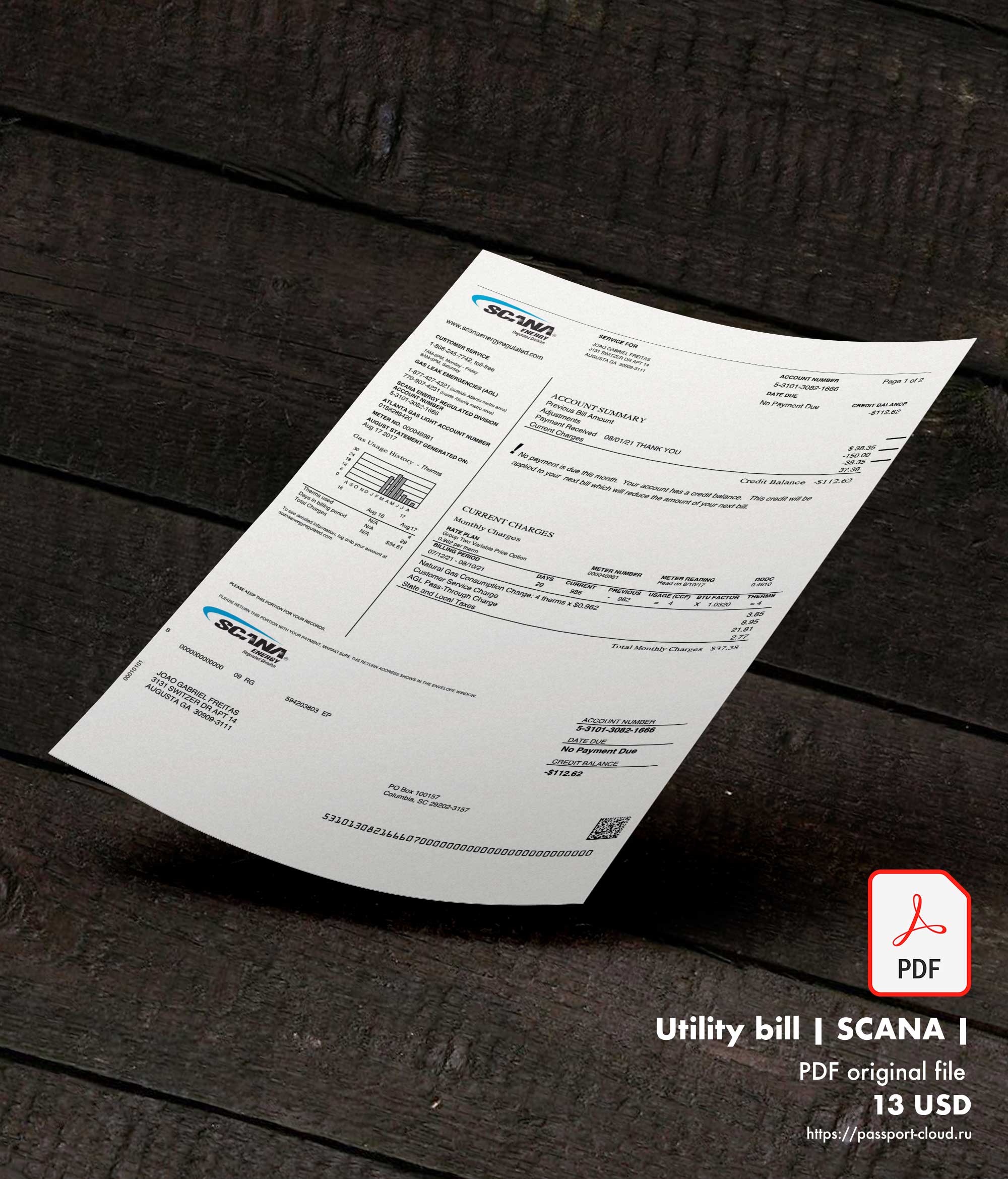 Utility bill | SCANA | USA |