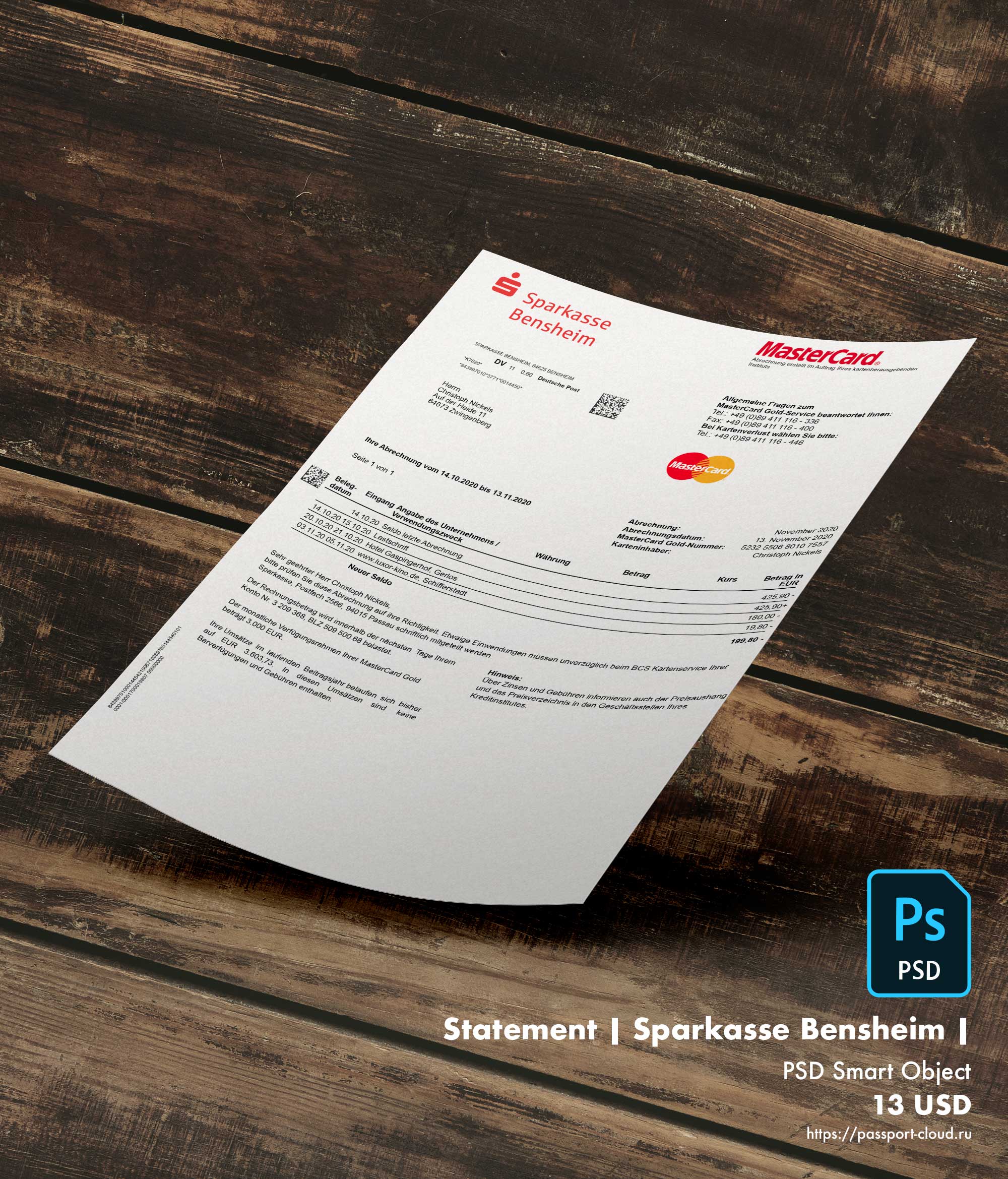 Statement | Sparkasse Bensheim | Germany |