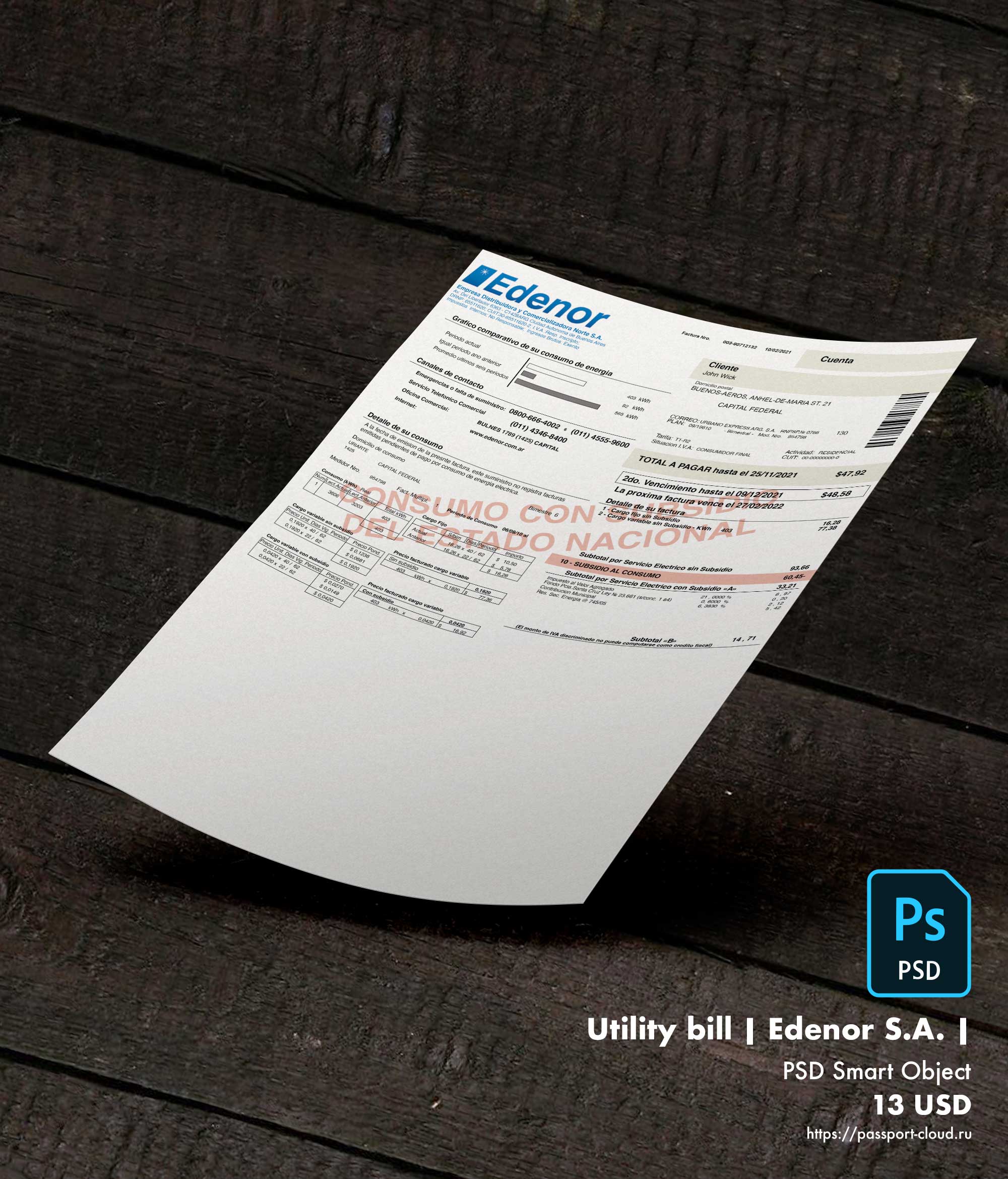 Utility bill | Edenor S.A. | Argentina |