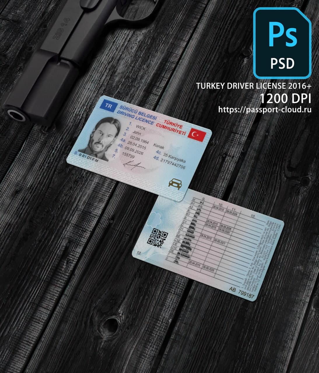Turkey Driver License 2016+ PSD