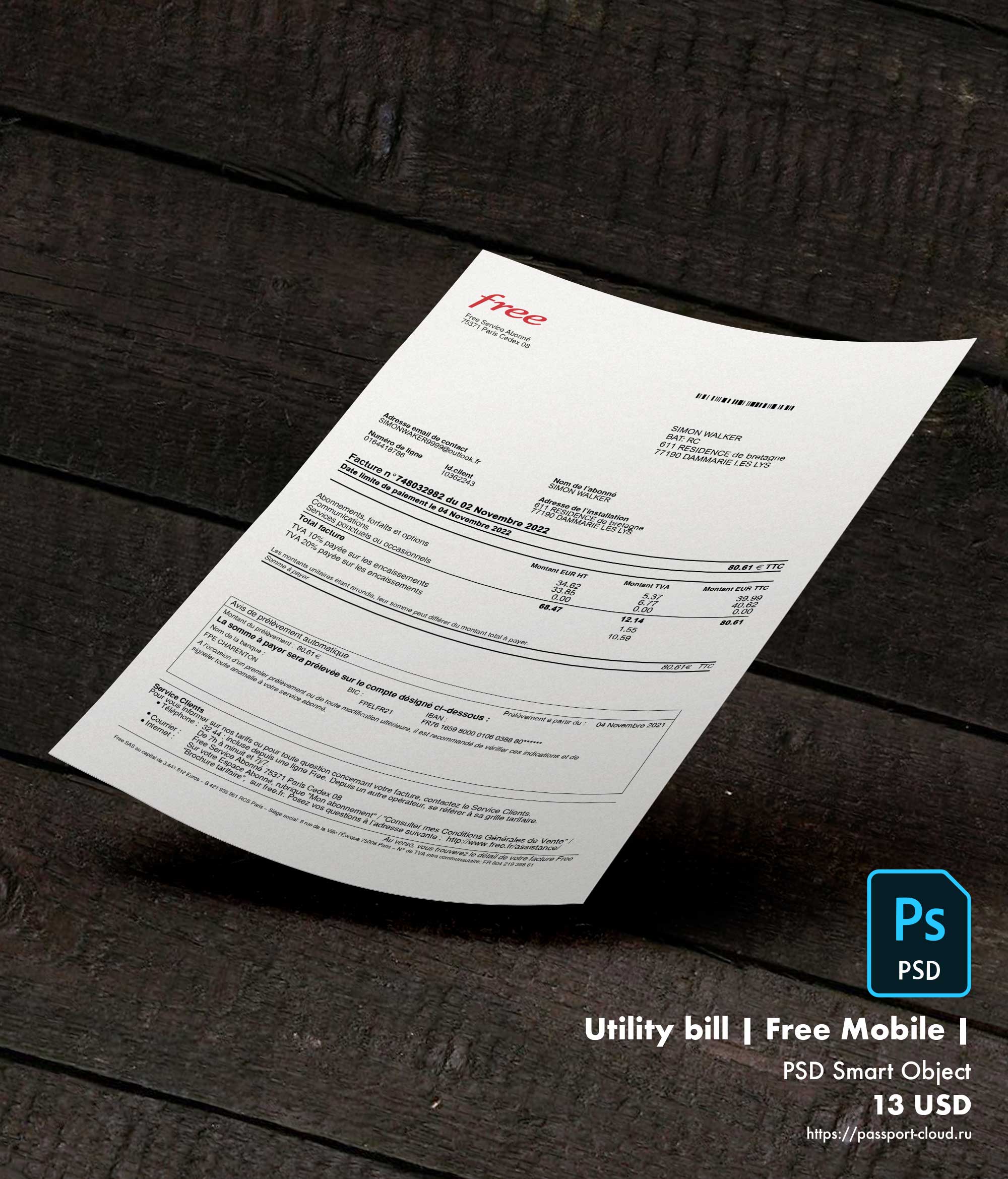 Utility bill | Free Mobile | France |