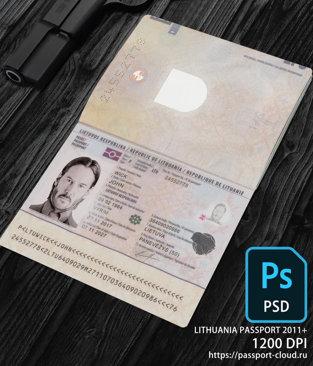 Lithuania Passport 2011+ PSD
