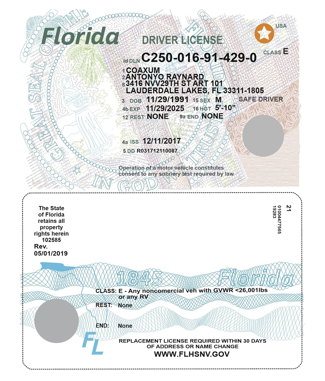 Florida Driver License CDR