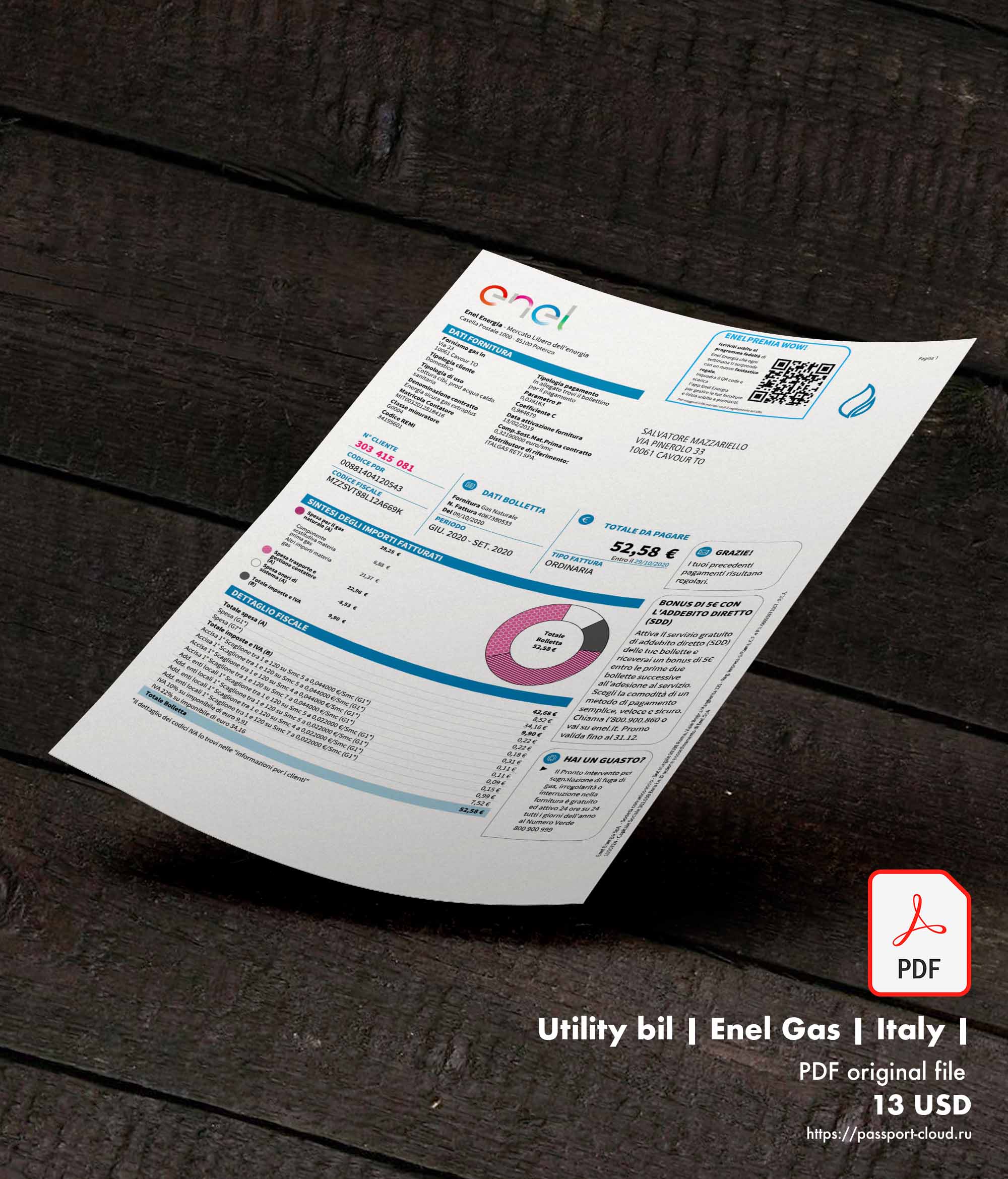 Utility bil | Enel Gas | Italy |