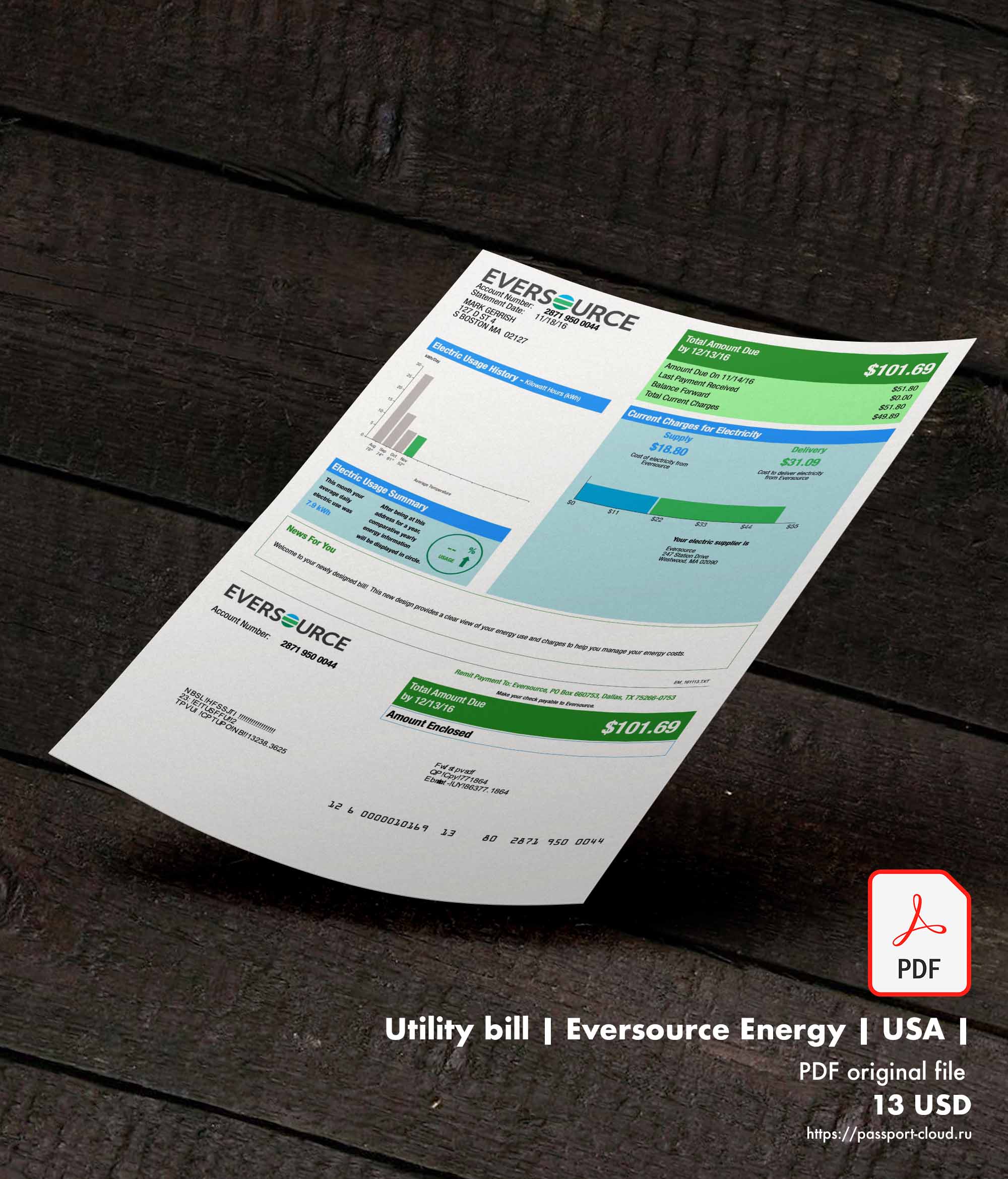 Utility bill | Eversource Energy | USA |