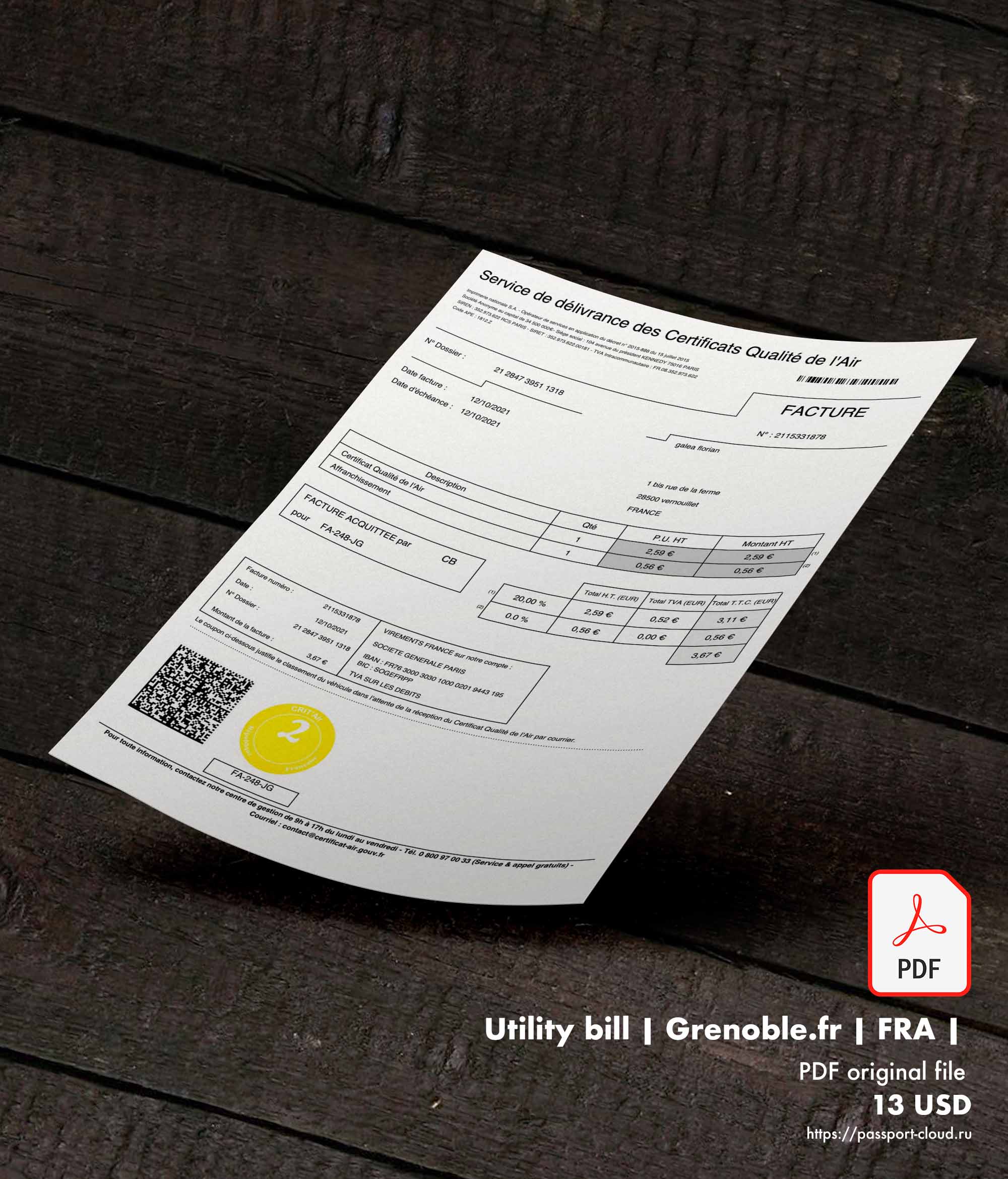 Utility bill | Grenoble.fr | FRA |