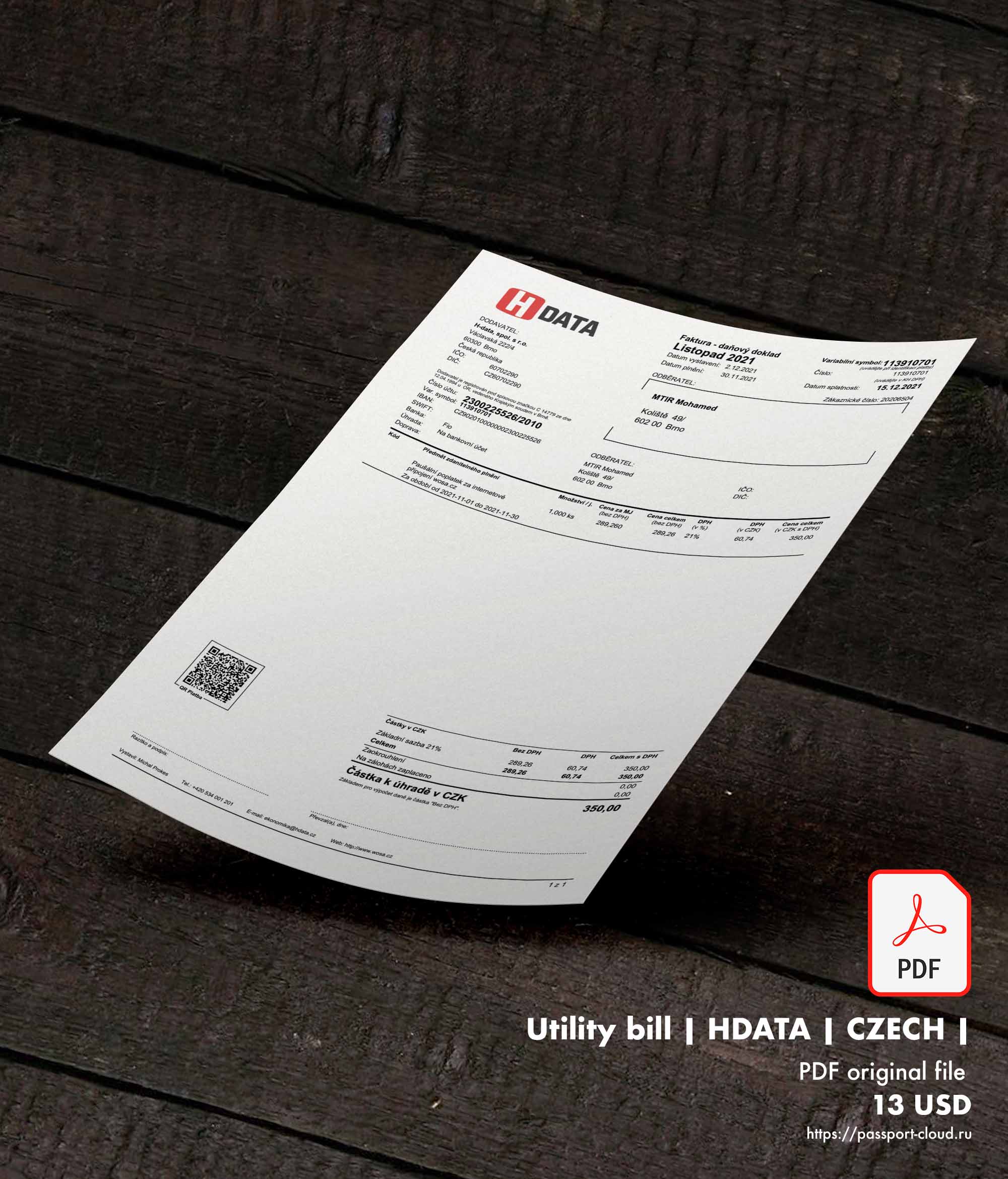 Utility bill | HDATA | CZECH |