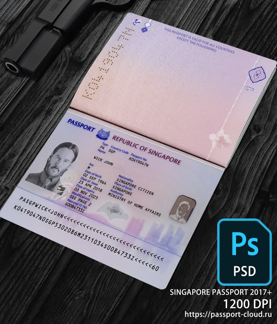 Singapore passport 2017+ PSD