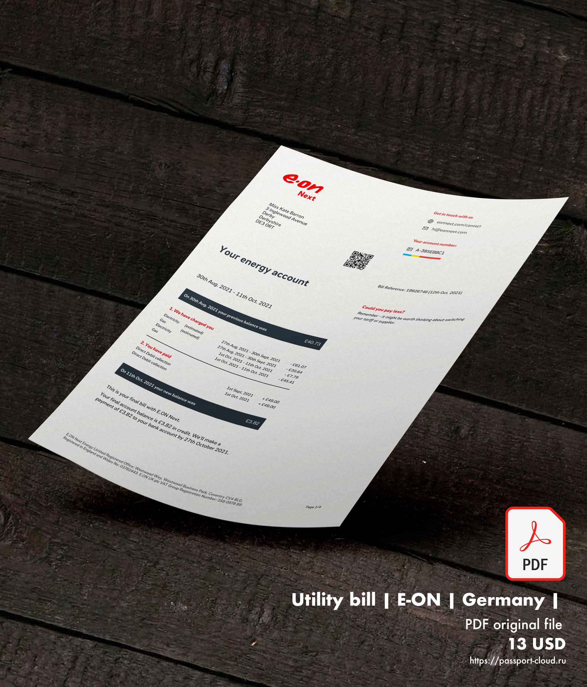 Utility bill | E-ON | Germany |