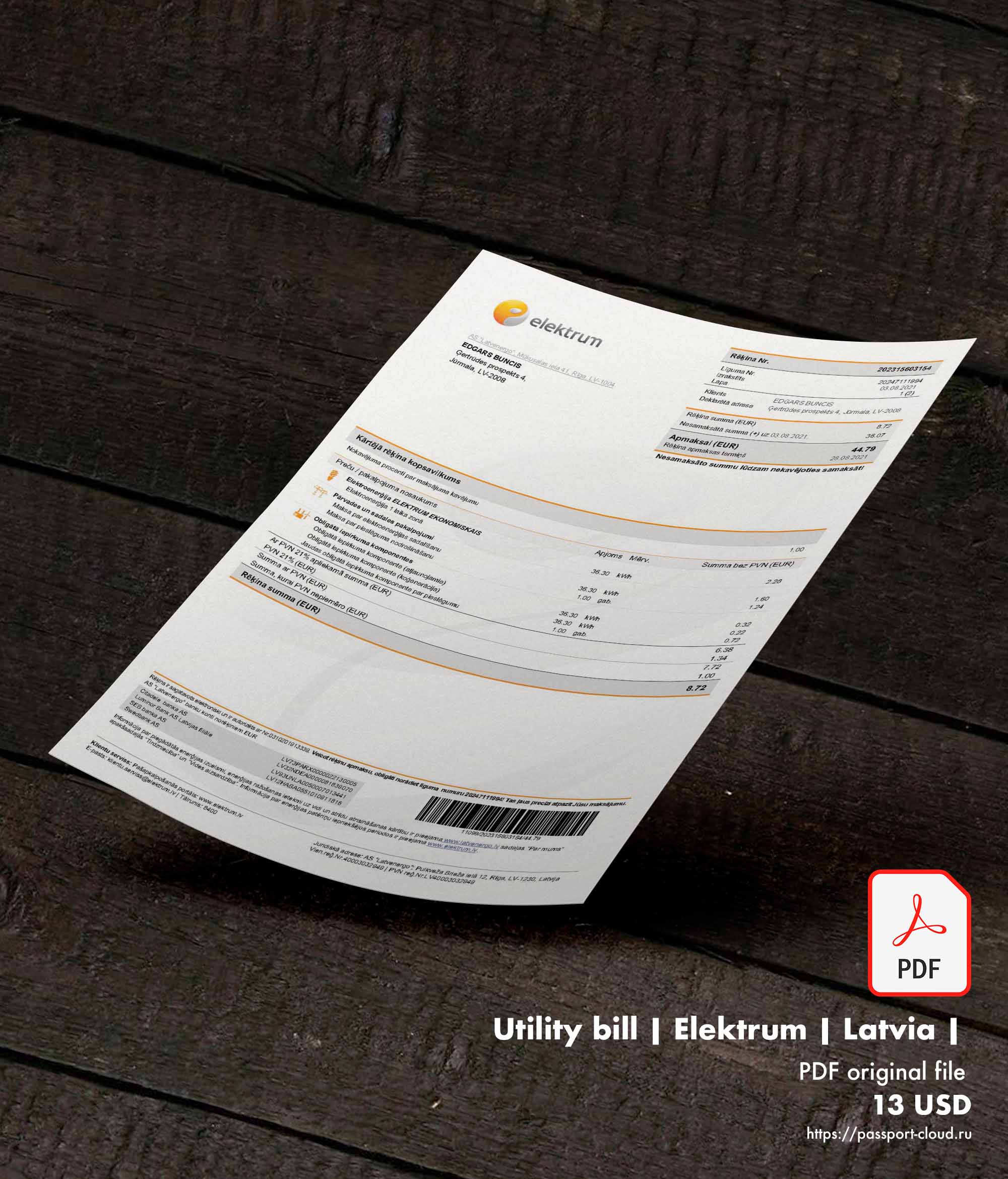 Utility bill | Elektrum | Latvia |
