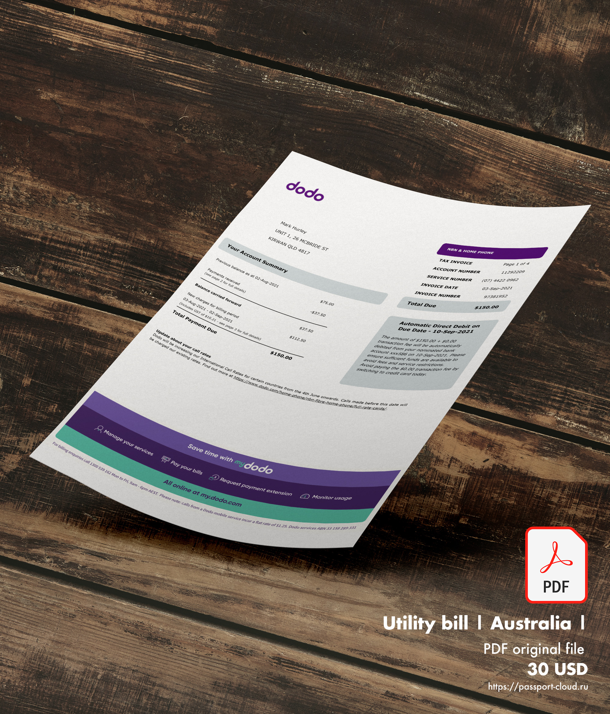 Utility bill Australia