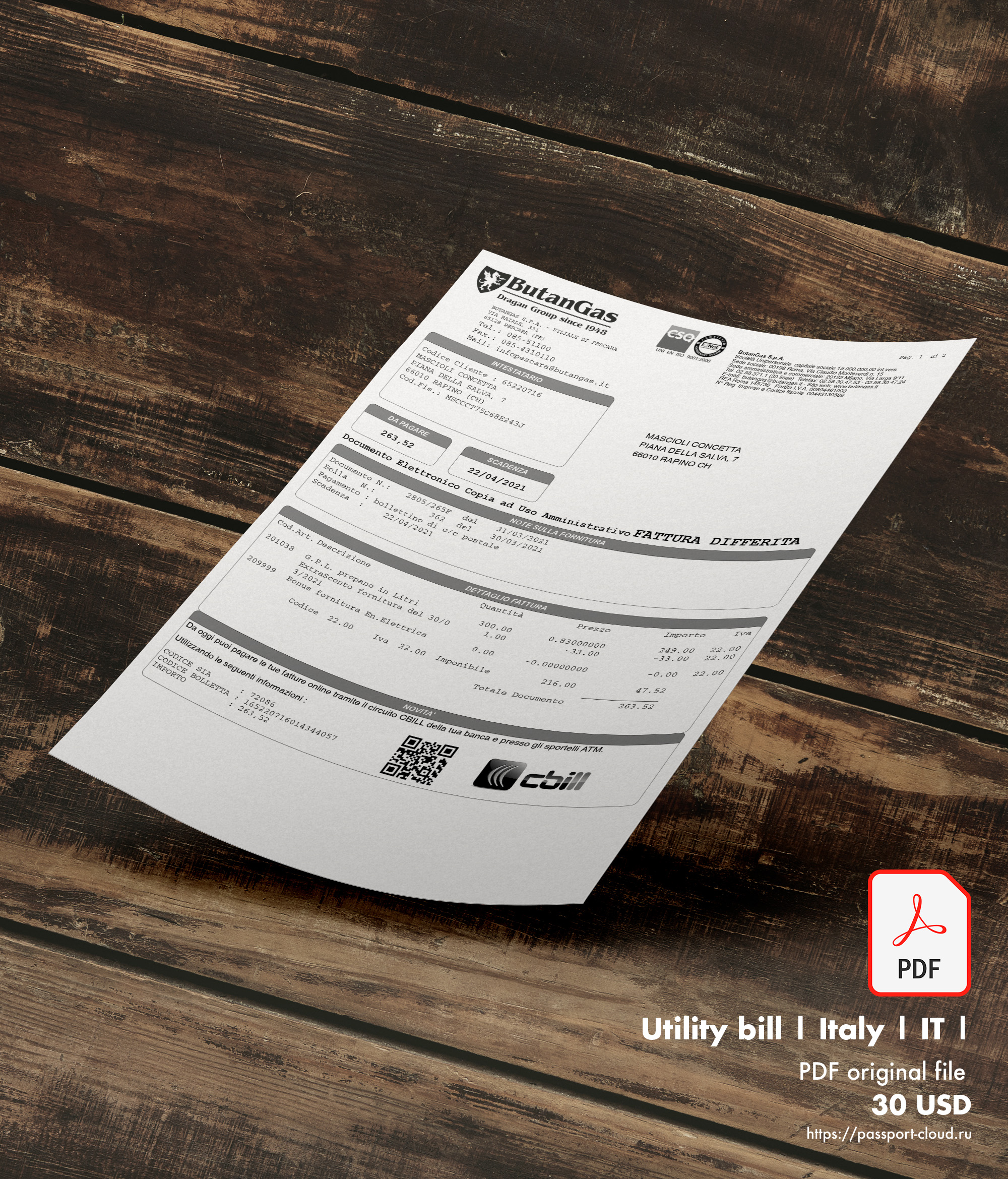Utility bill | Italy