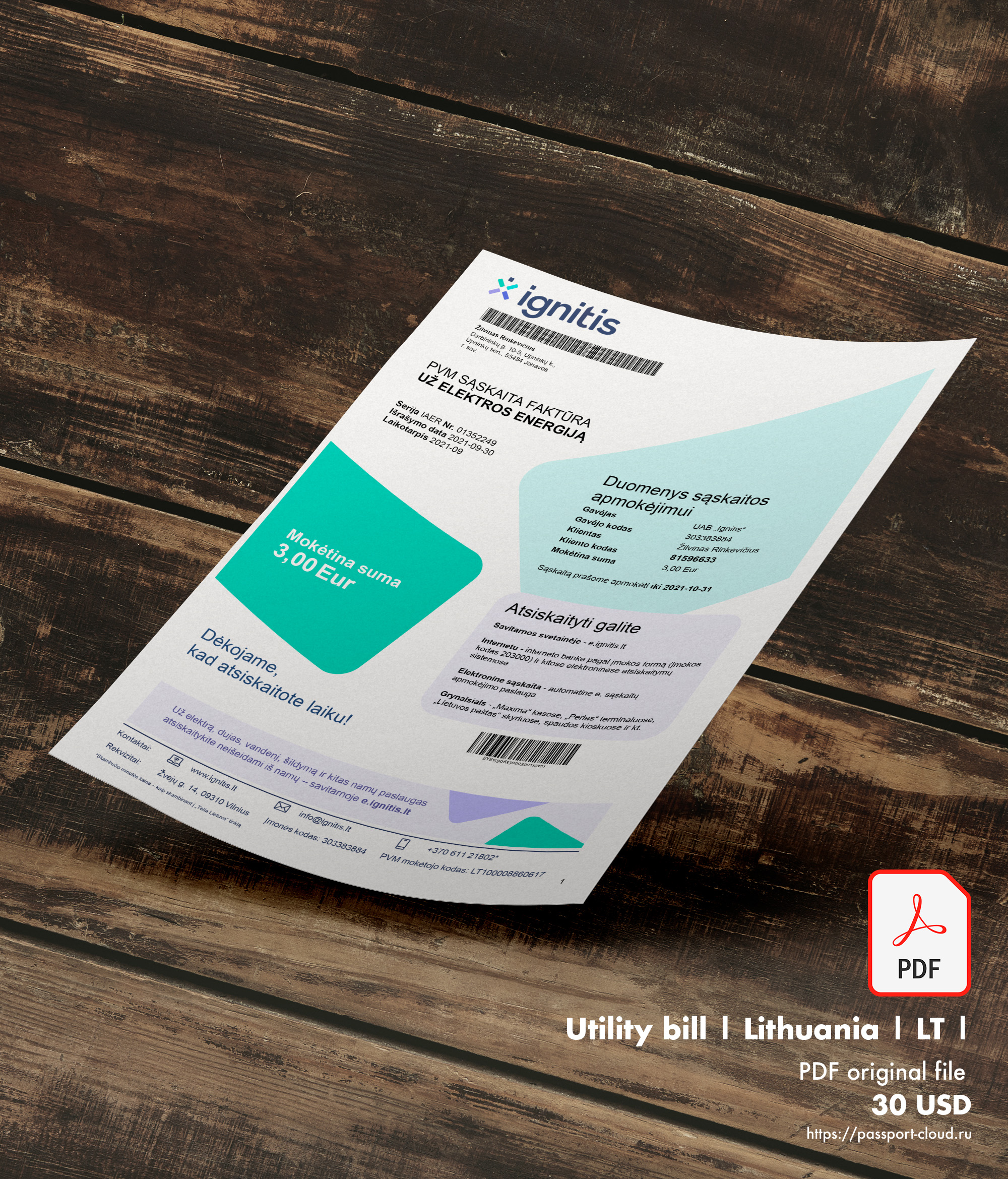 Utility bill  | Lithuania