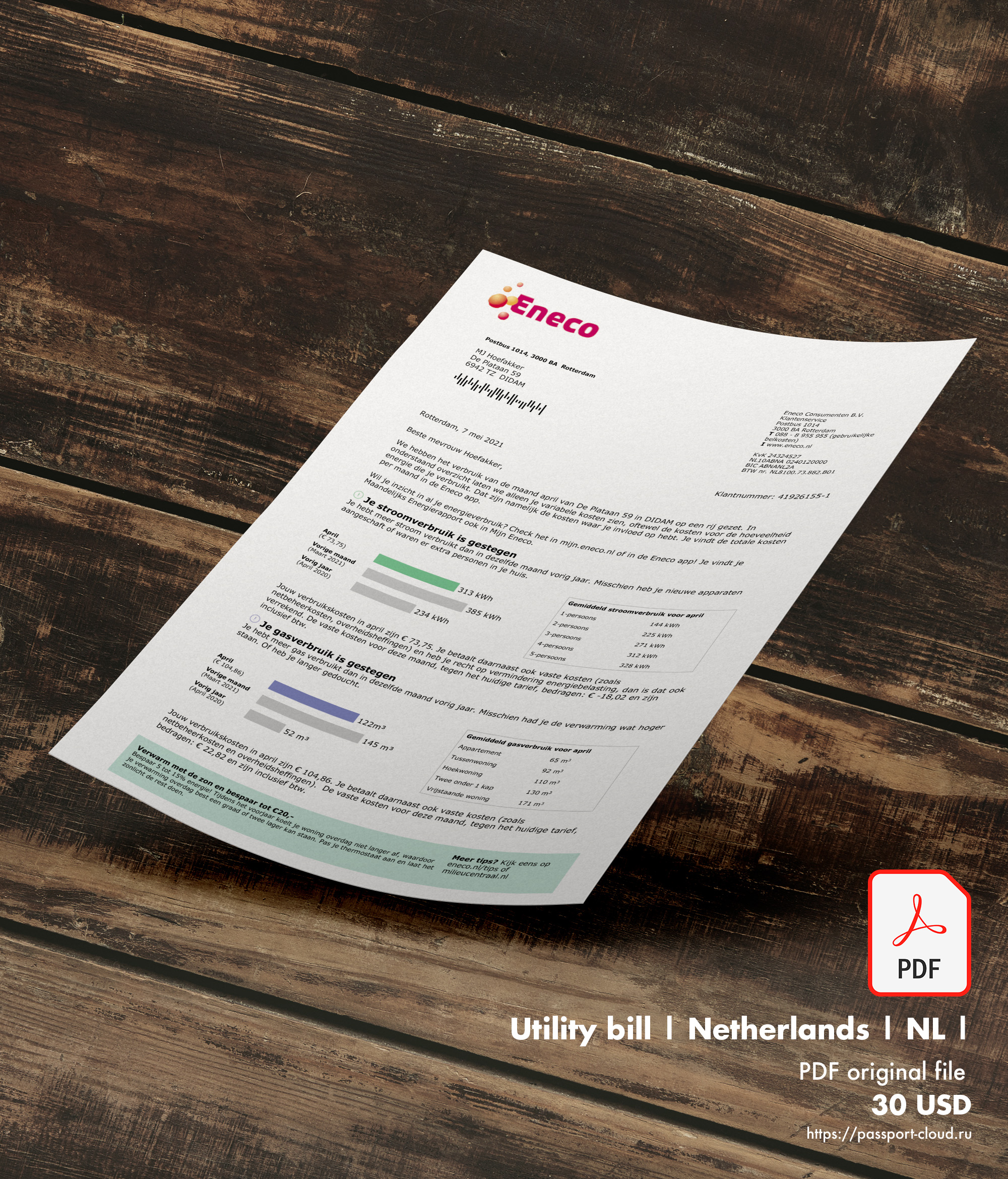 Utility bill  | Eneco | Netherlands