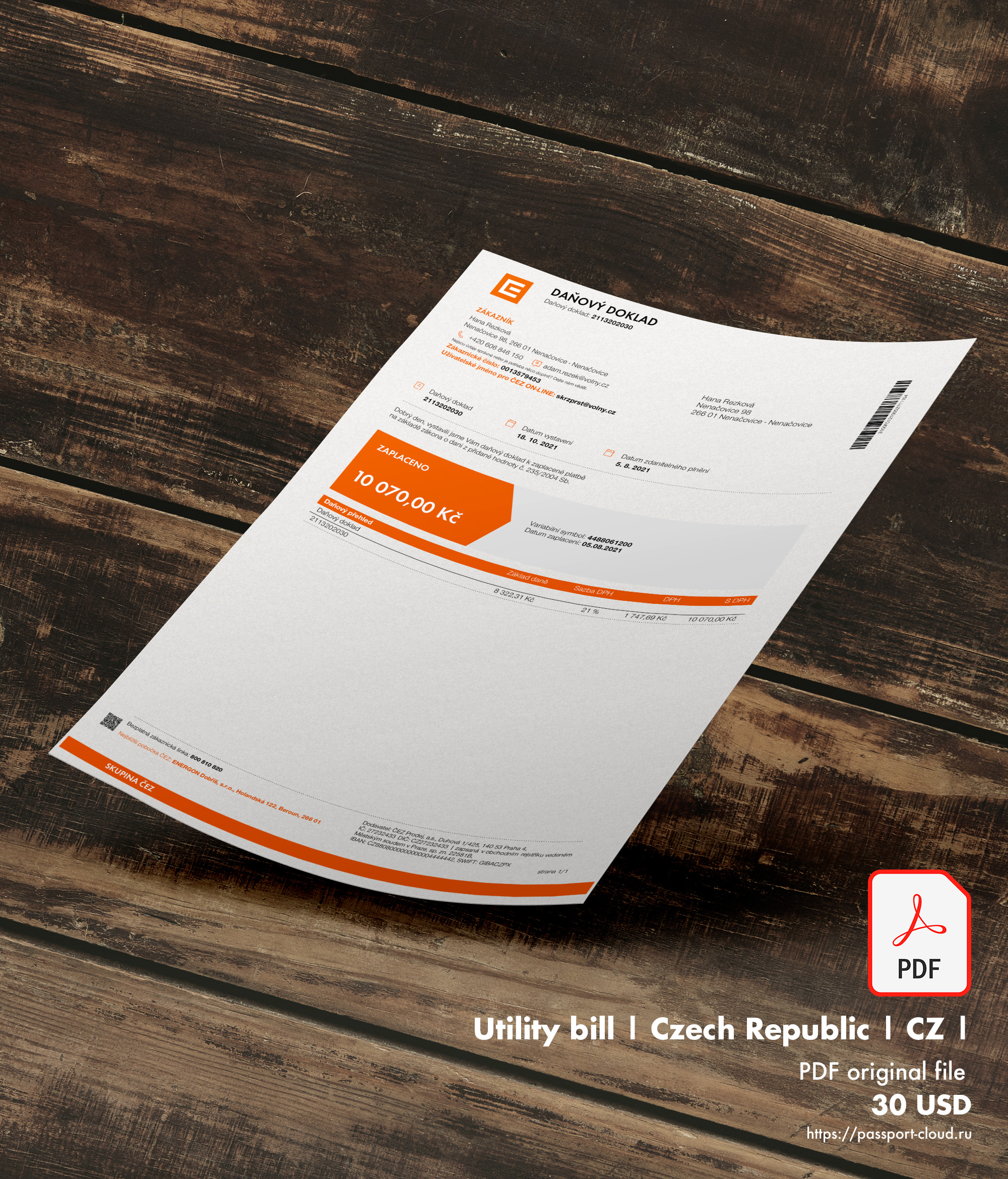 Czech Republic Bill Template