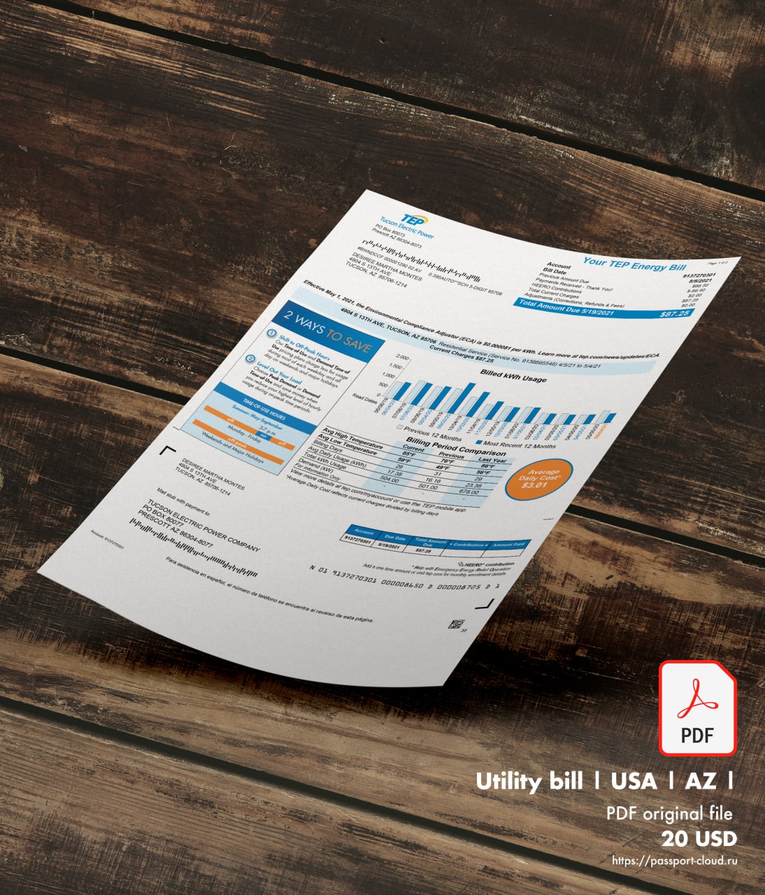 United States of America Bill Template