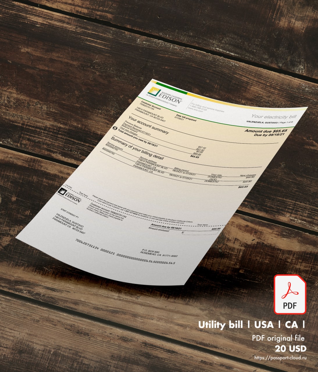 Utility bill | Edison | USA | CA