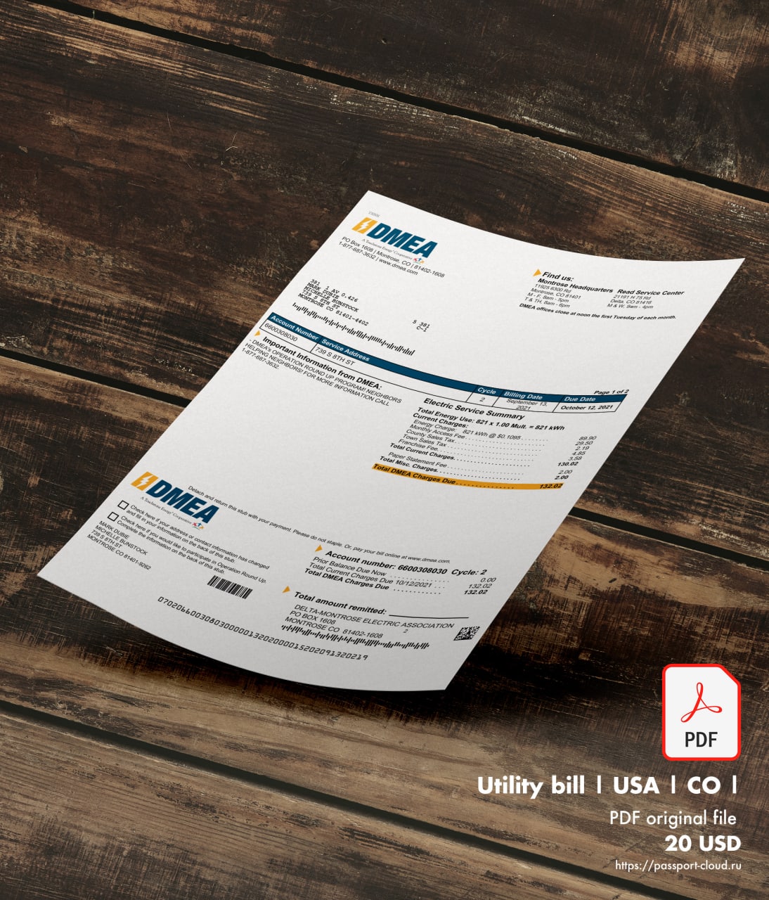 United States of America Bill Template