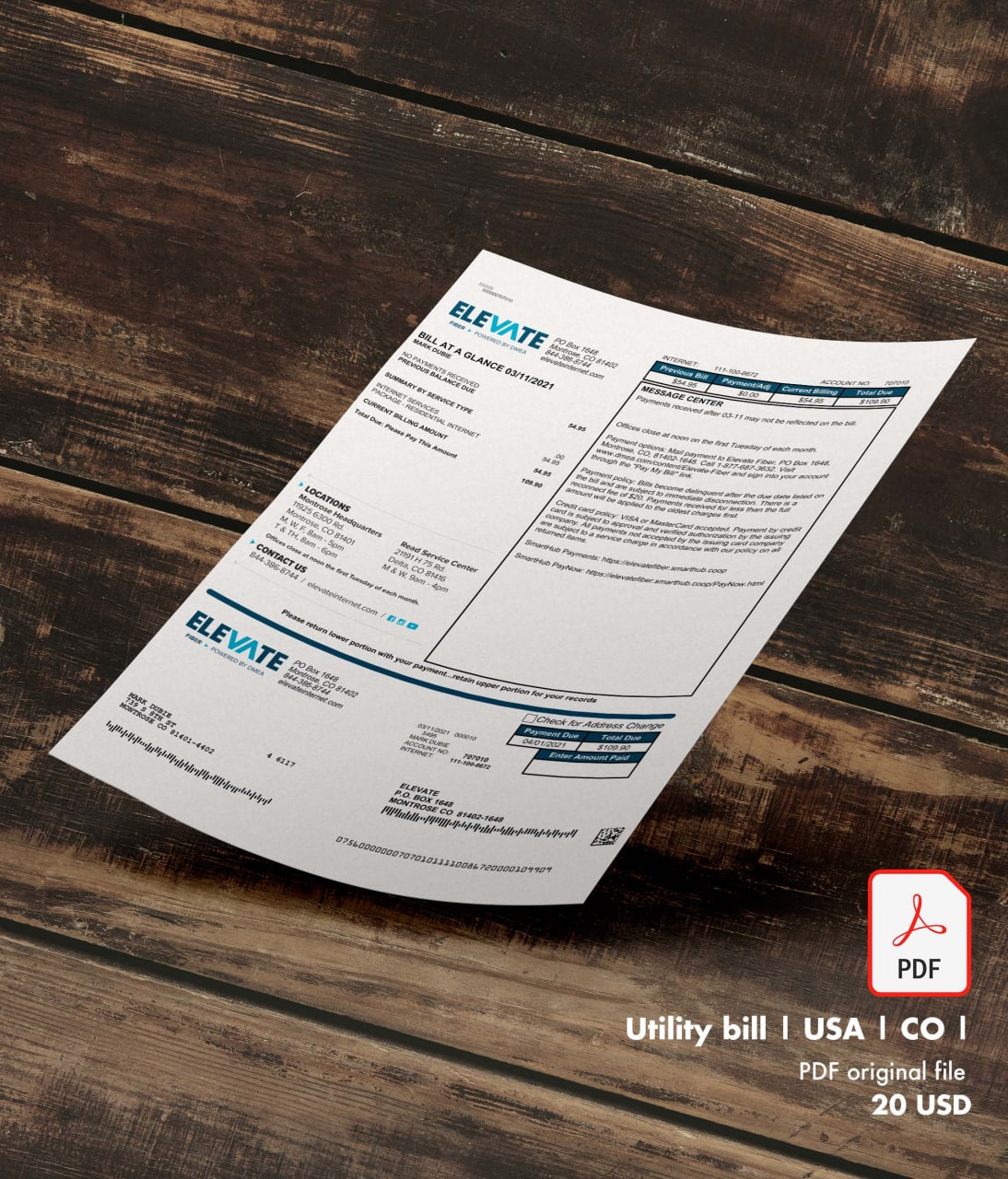 United States of America Bill Template
