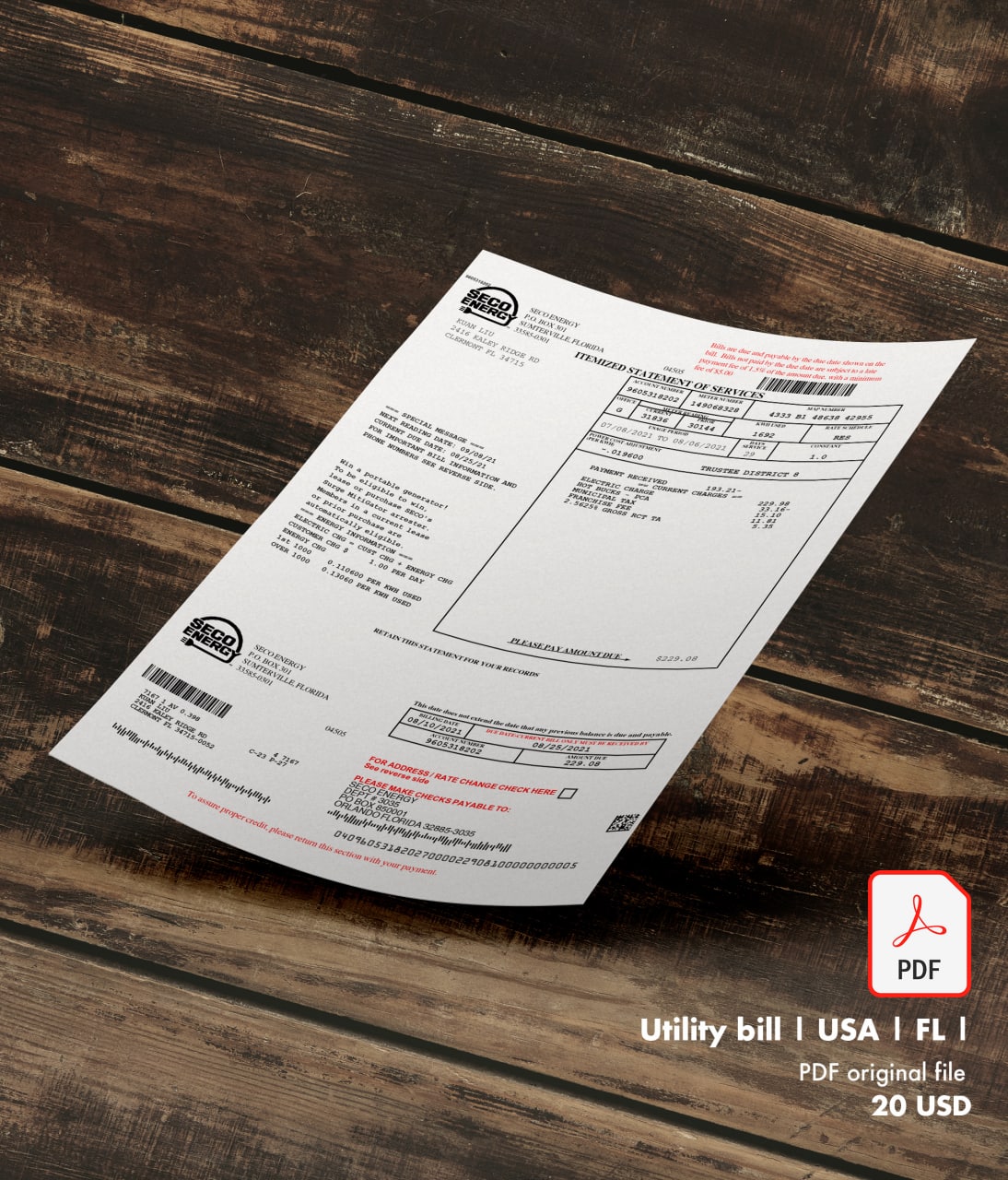 Utility bill | SECO ENERGY | USA | FL