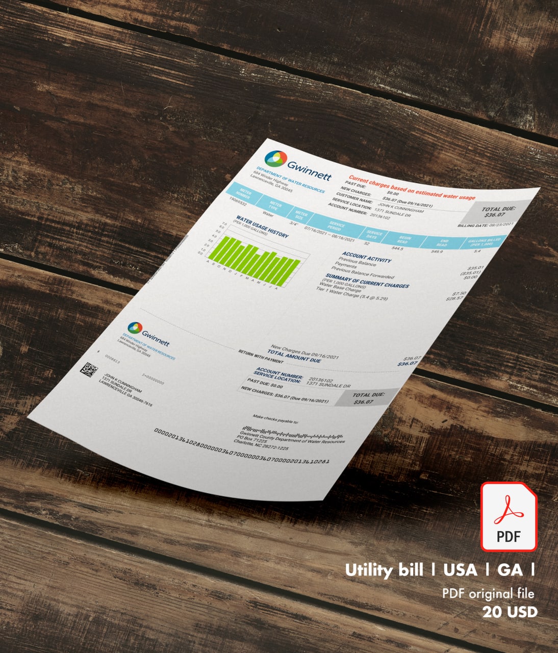 Utility bill |  Gwinnett | USA | GA