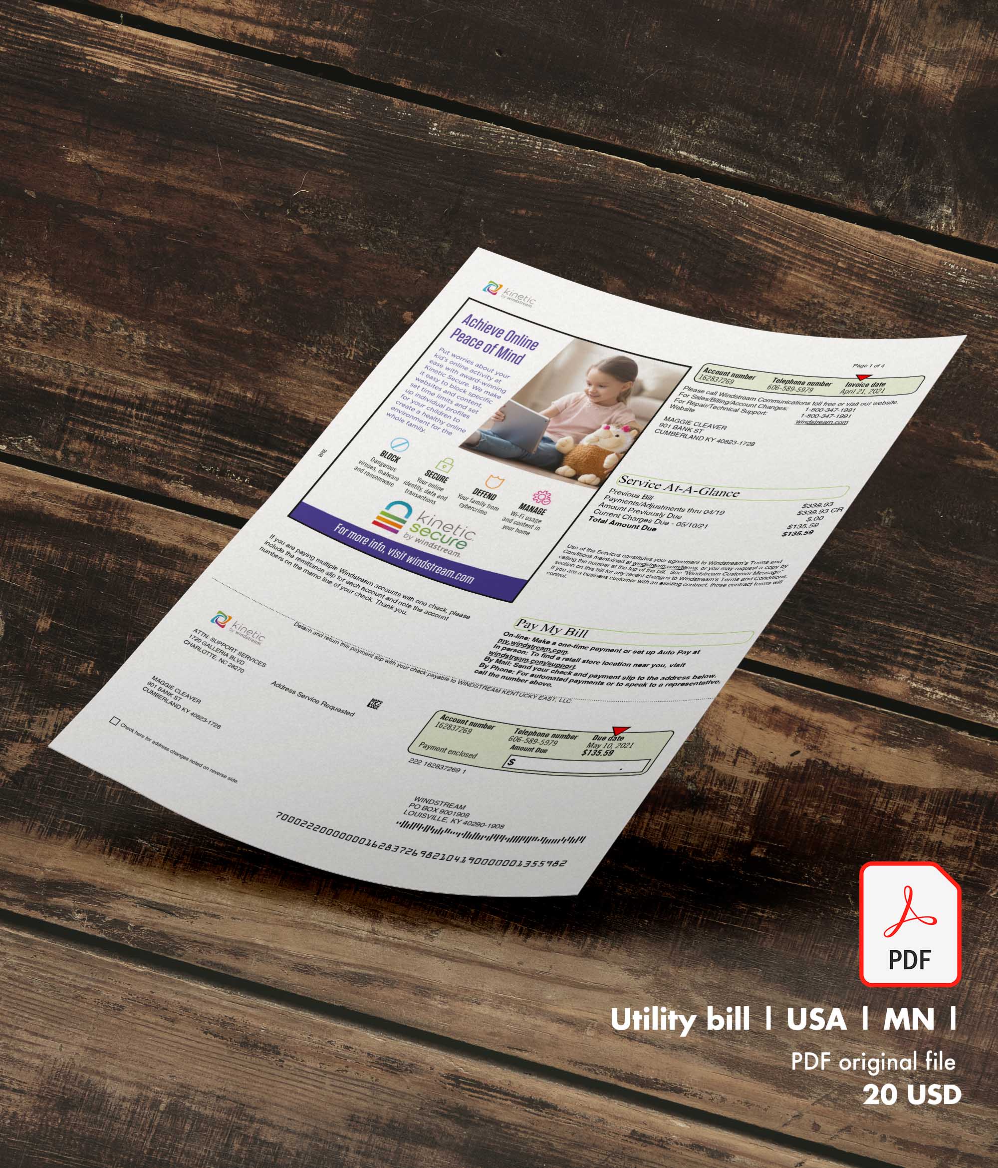 Utility bill | Windstream | USA | MN